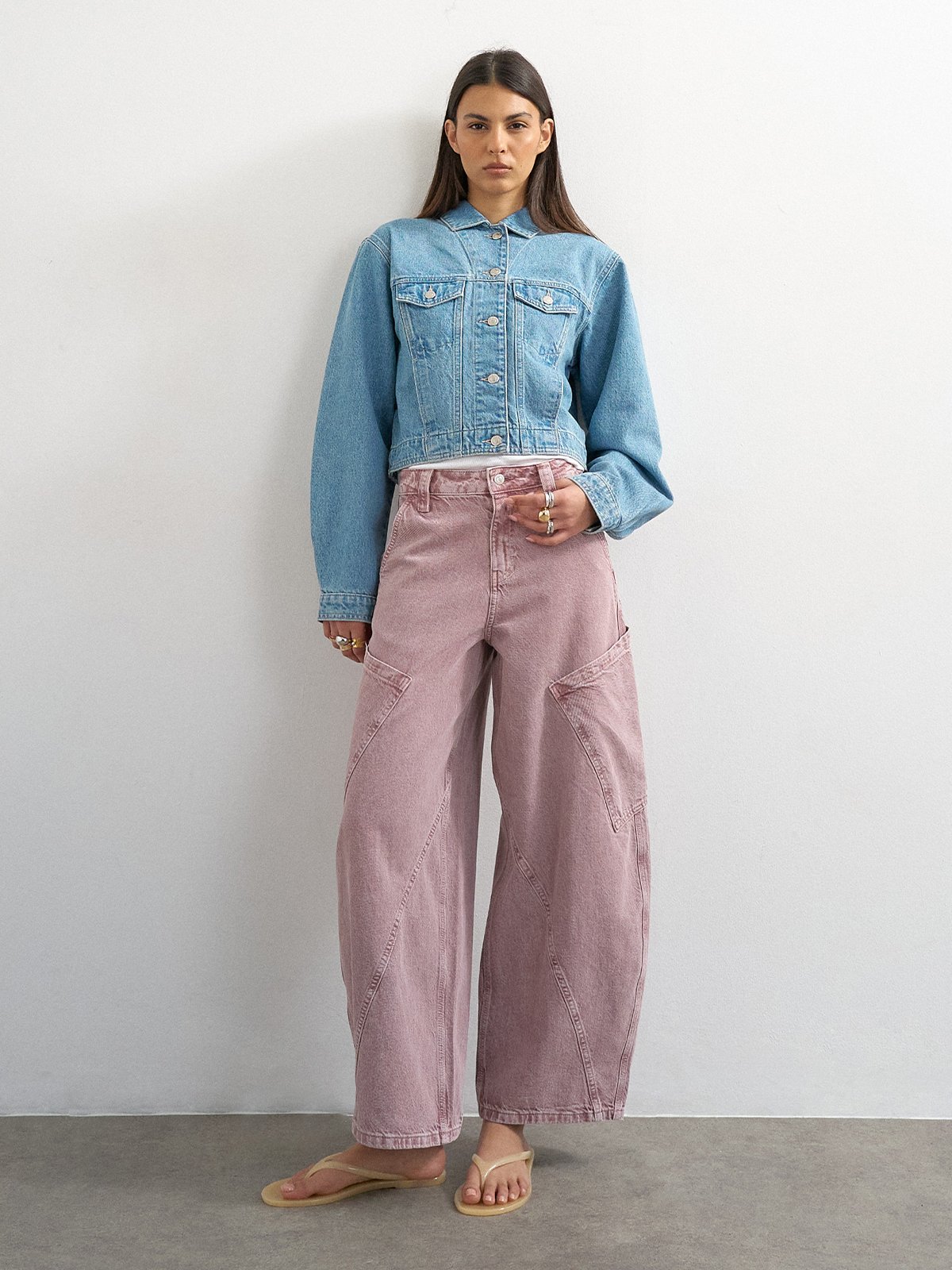 Topshop Evi Denim Cropped Jacket Light Blue Denim