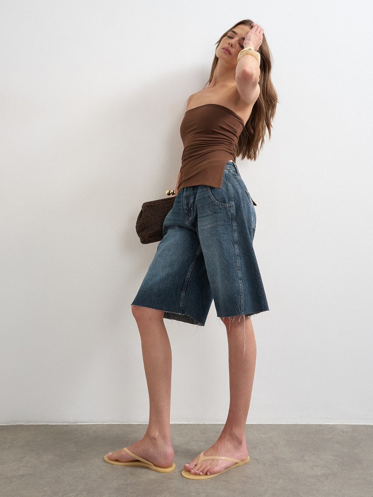 Topshop Madison Spild Side Bandeau Top Brun / Chocolate Brown