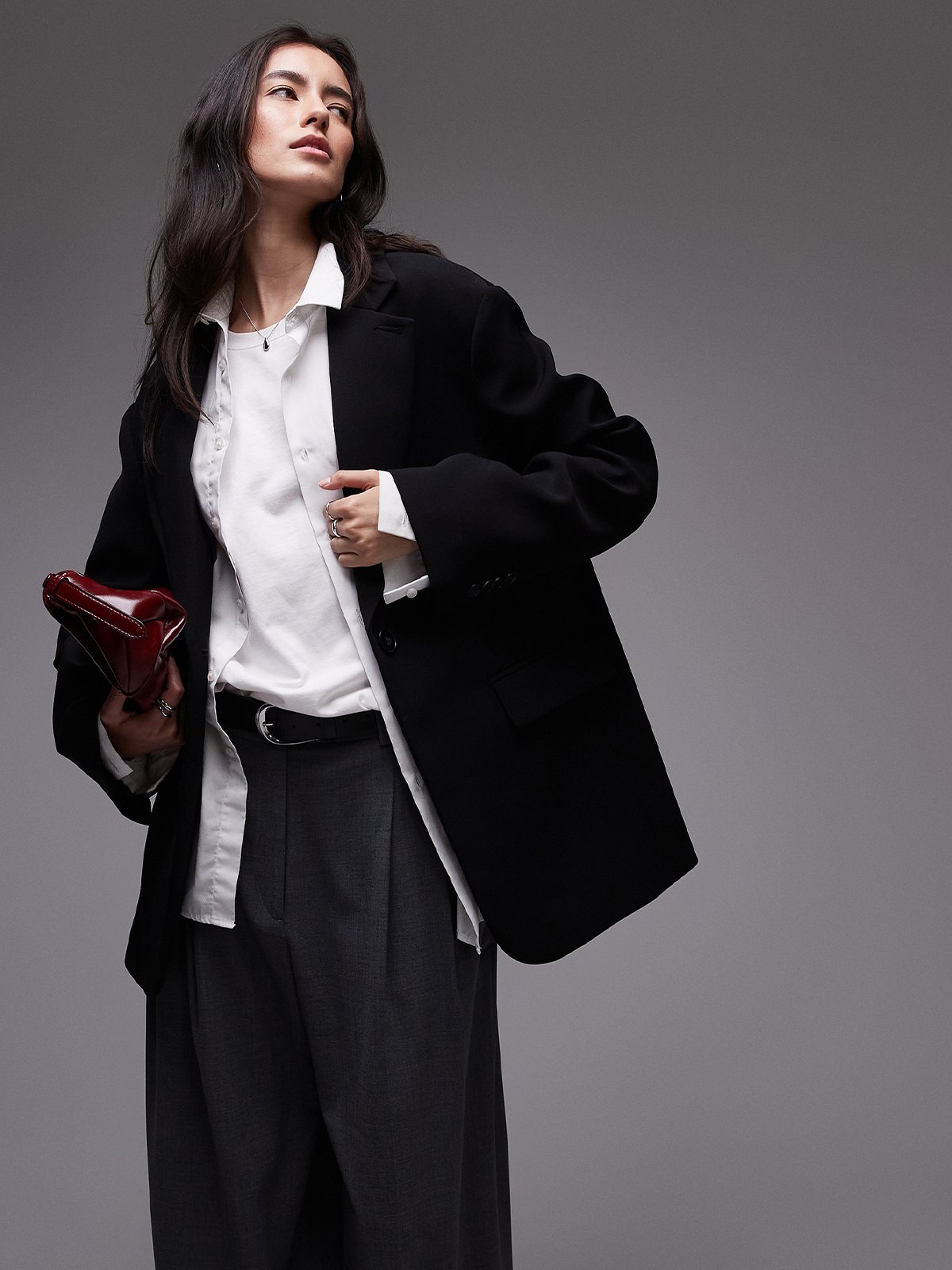 Topshop Louise Oversized Blazer Black