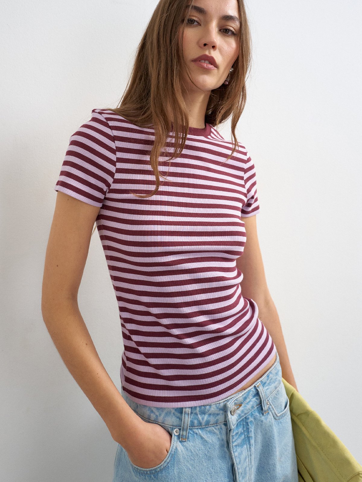Topshop Reba Short Sleeve Tee Lilac Breeze