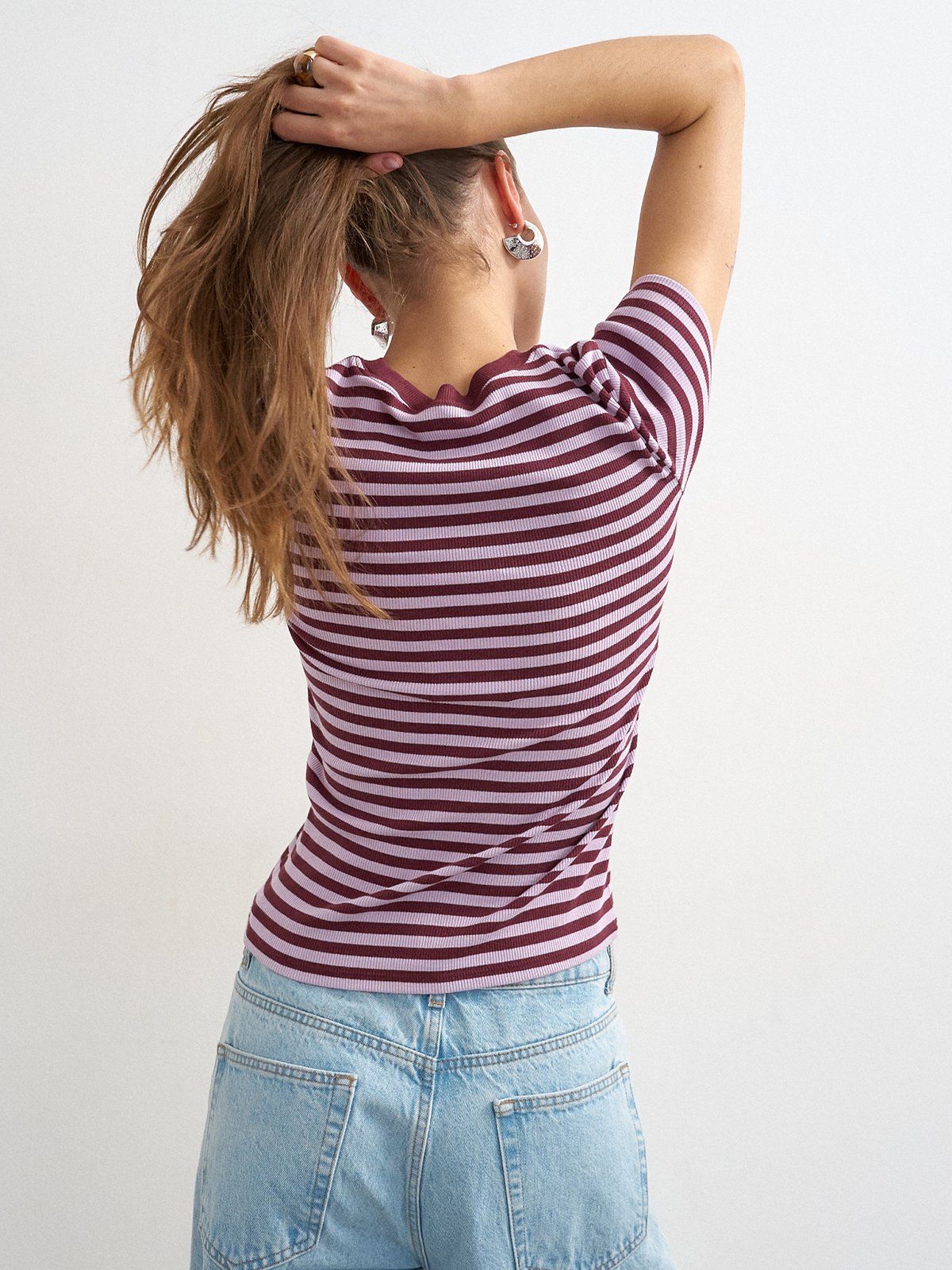Topshop Reba Short Sleeve Tee Lilac Breeze