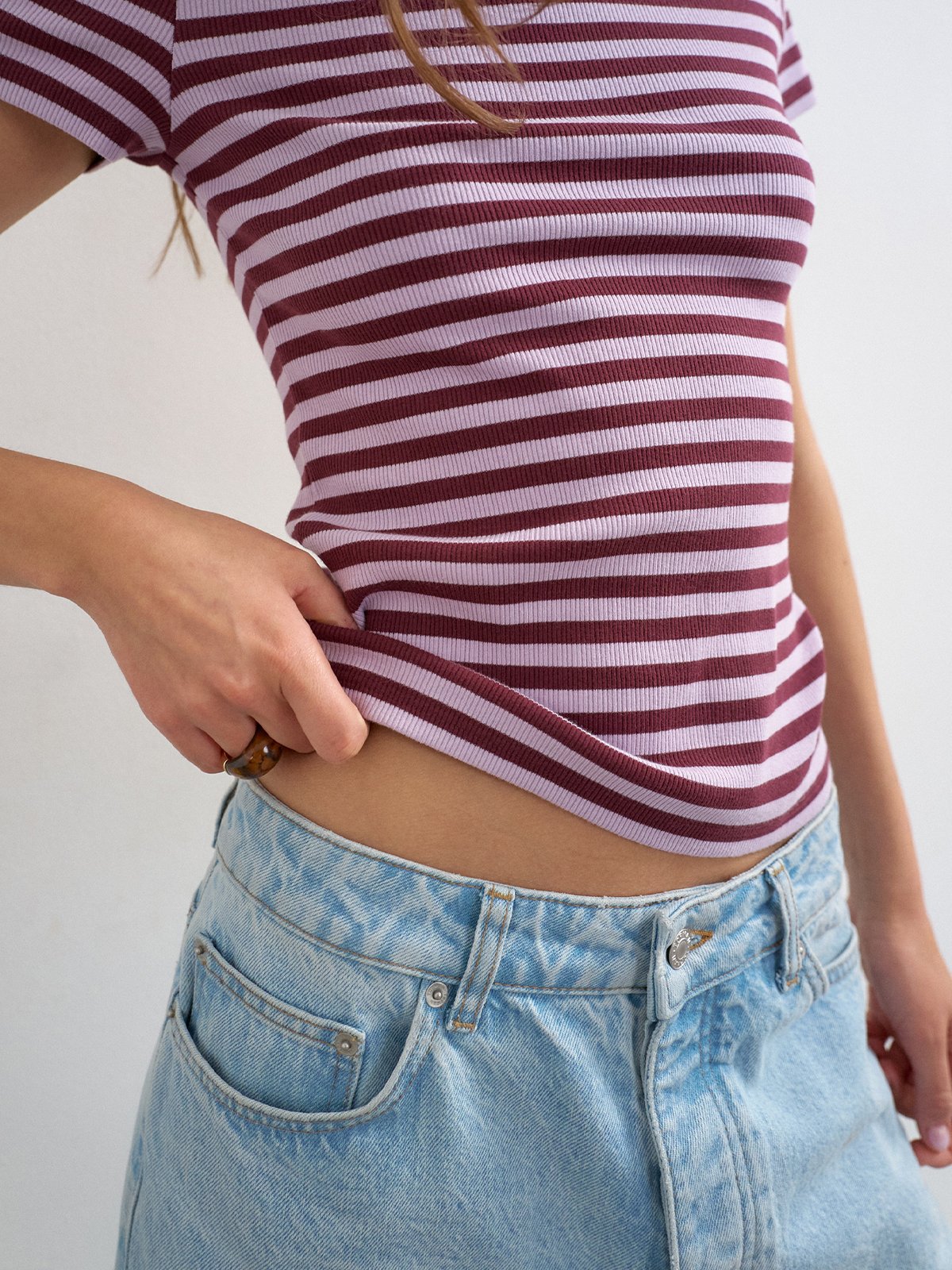 Topshop Reba Short Sleeve Tee Lilac Breeze