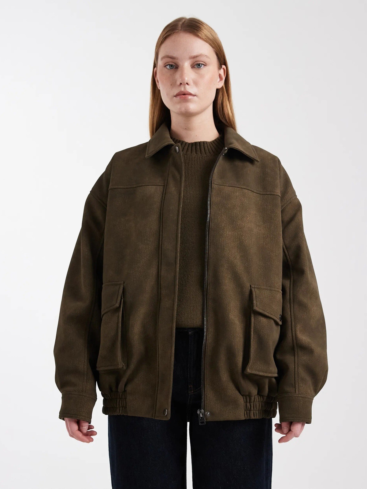 Topshop Tilde Coated Bomber Jacket Chocolate Brown