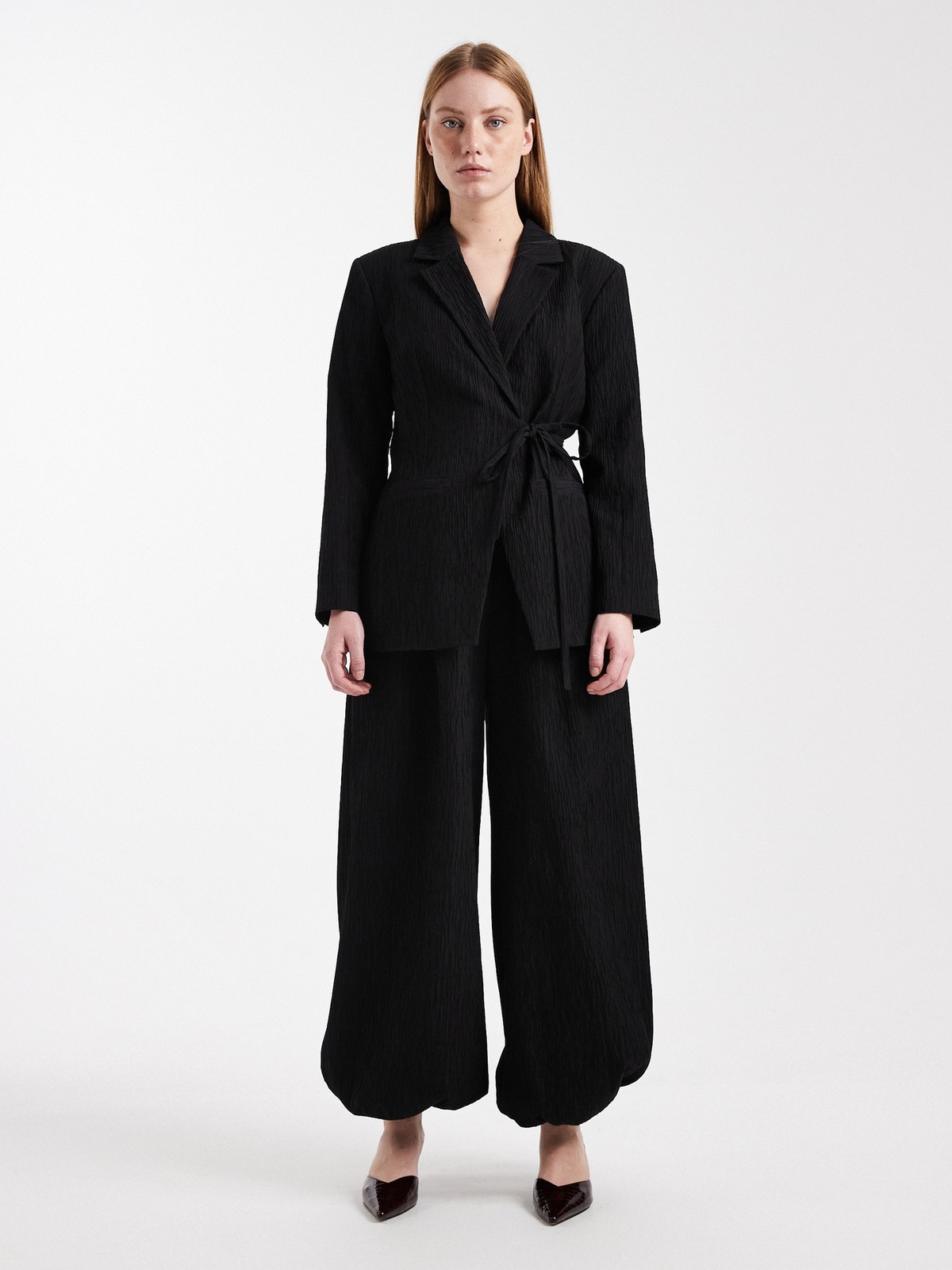 Topshop Theo Balloon Front Tie Trousers Black