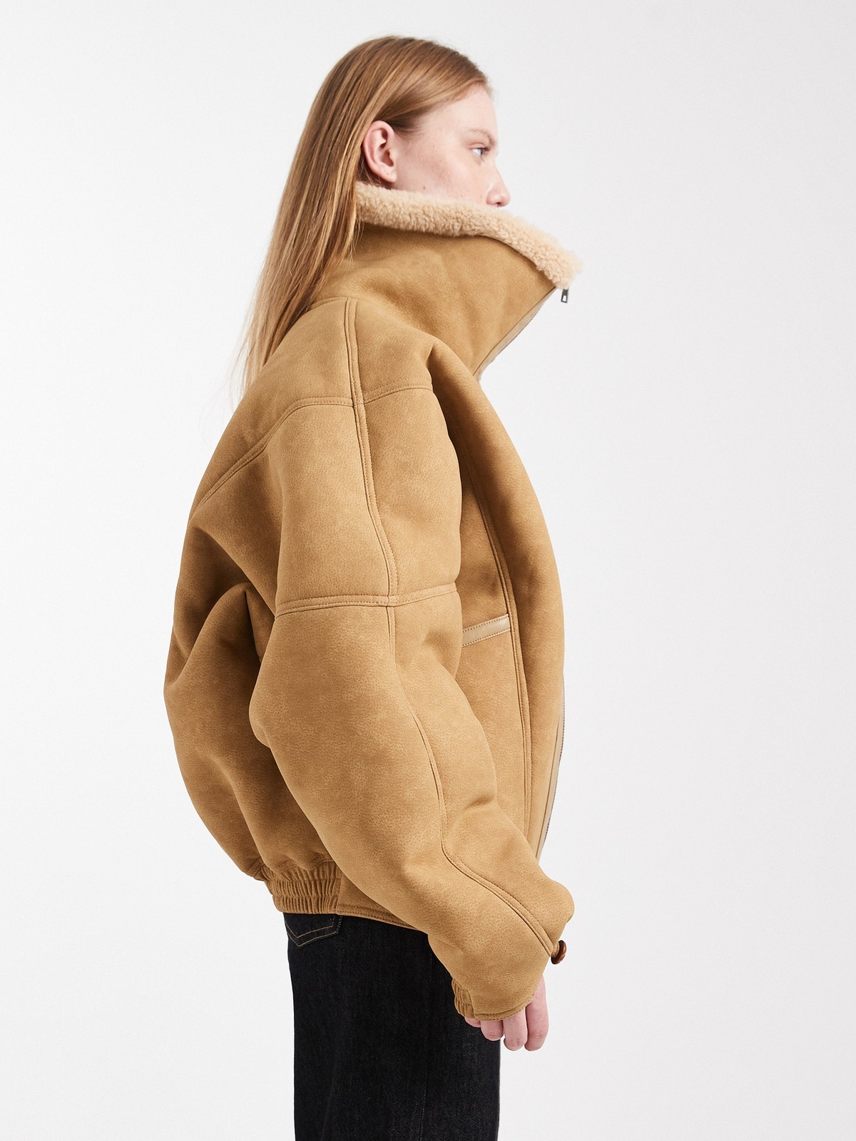Topshop Tulla Ovoid Shearking Jacket Tan