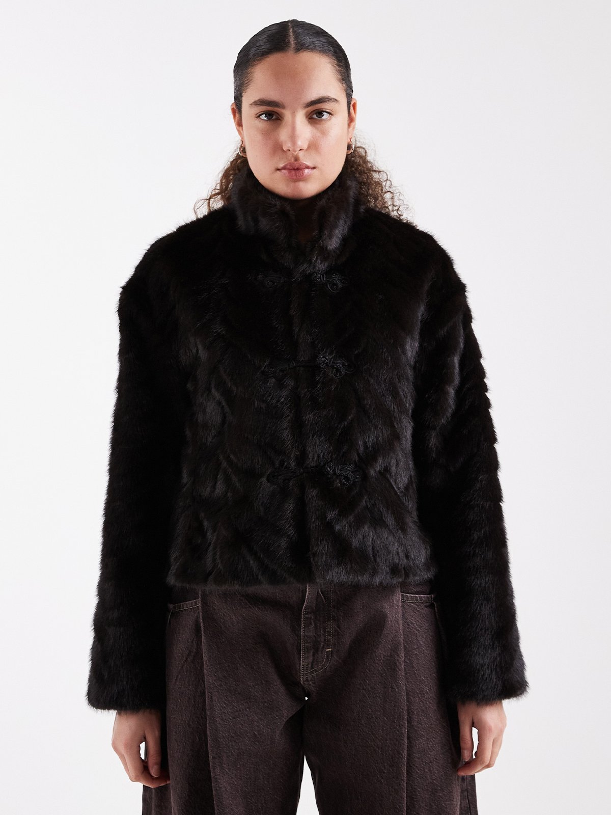 Topshop Boon Cropped Detail Jacket Jet Black