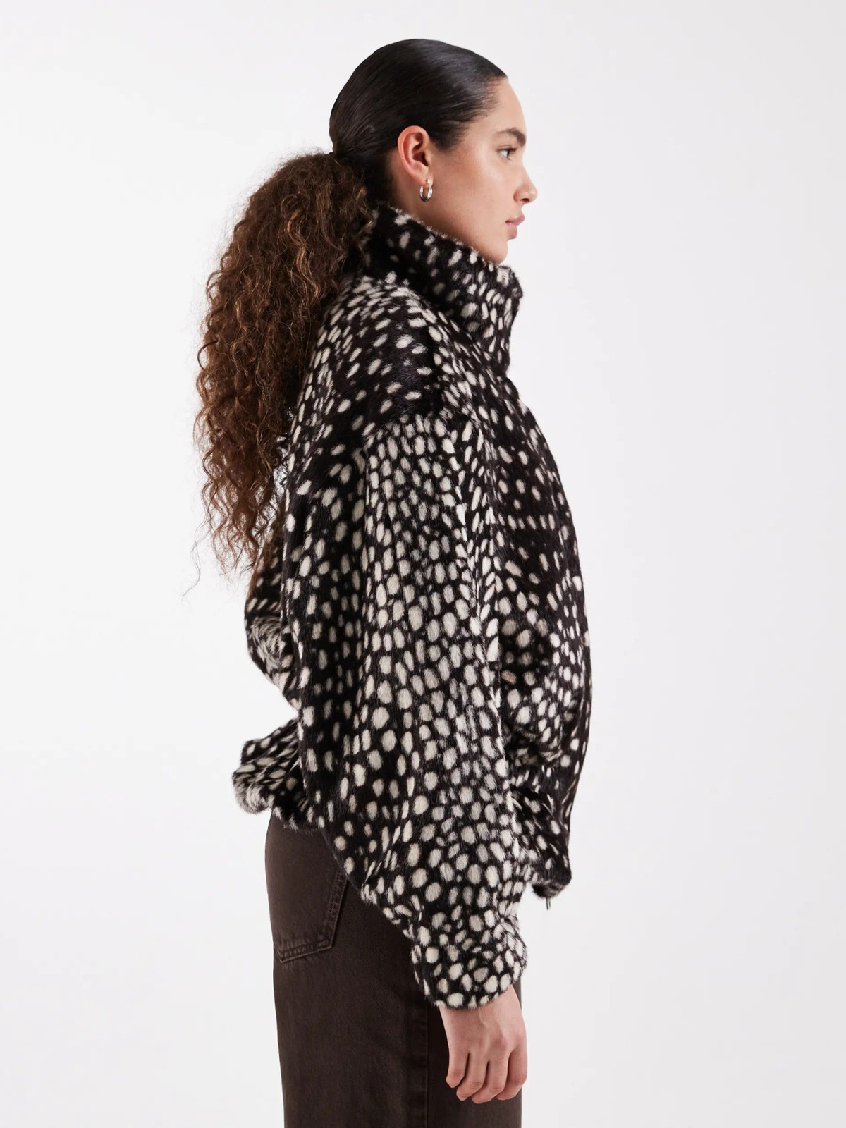 Topshop Gail High Neck Cinch Jacket Chocolate Brown