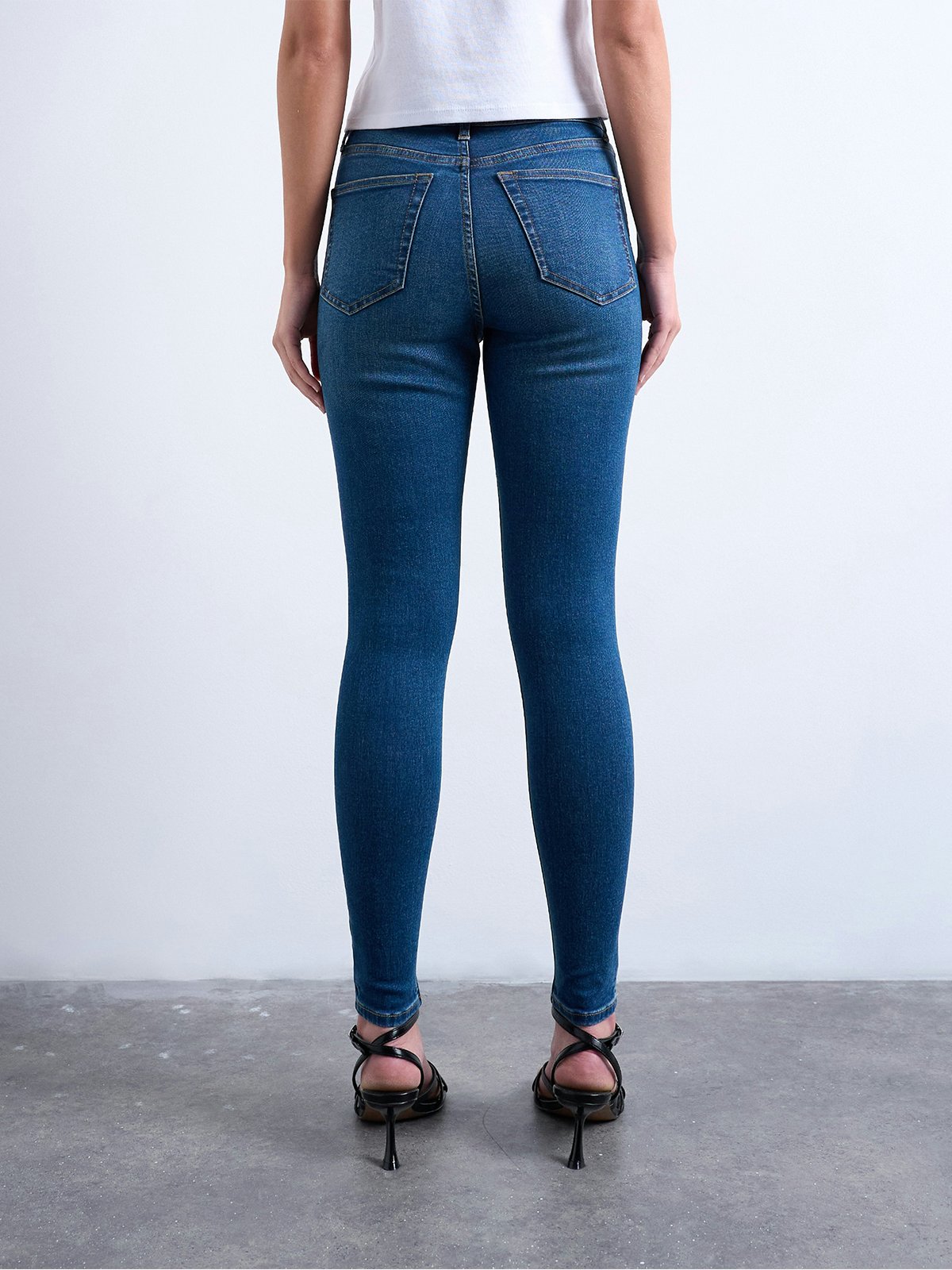 Topshop Jamie High Rise Slim Denim Jeans Medium Blue Denim