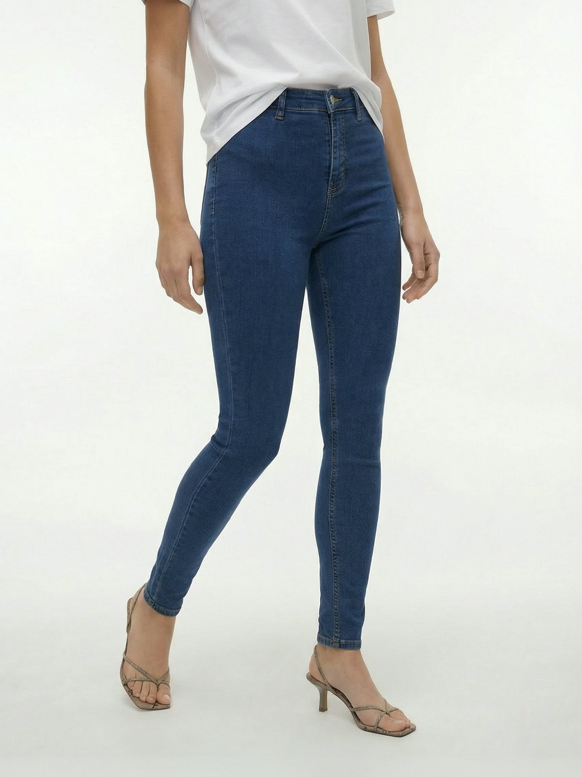 Topshop Joni High Rise Skinny Denim Jeans Medium Blue Denim