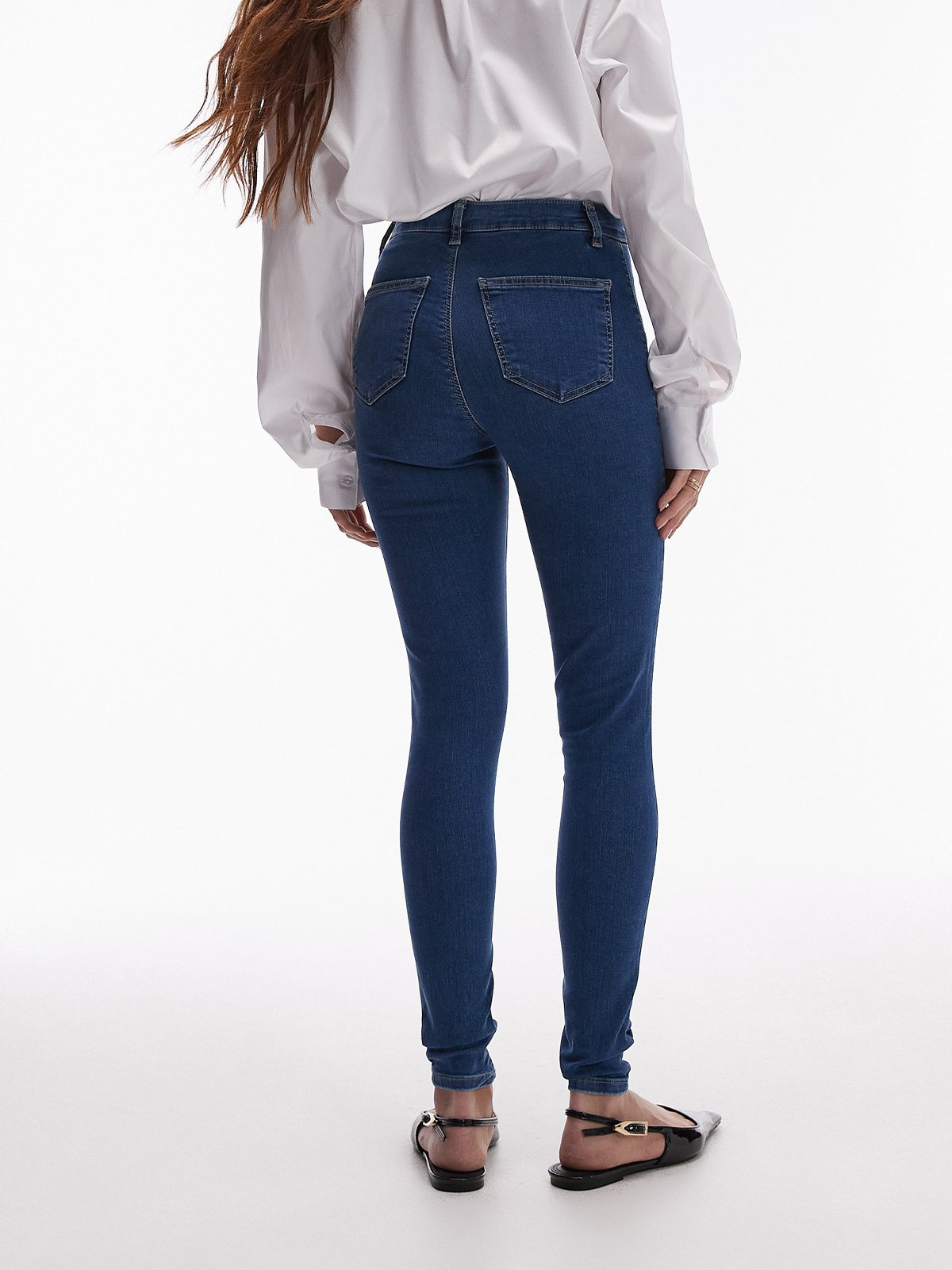 Topshop Joni High Rise Skinny Denim Jeans Medium Blue Denim