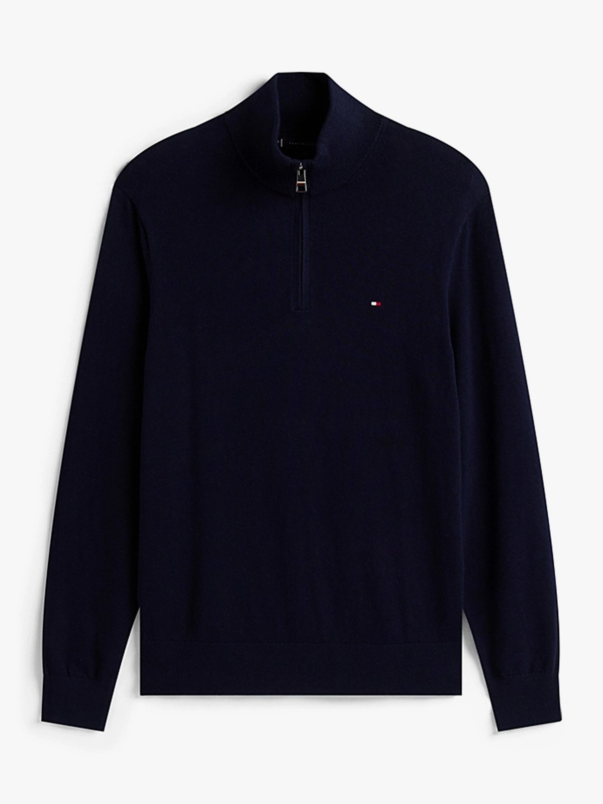 Tommy Hilfiger Pima Organic Cotton Cashmere Half-Zip Mock Navy Blue