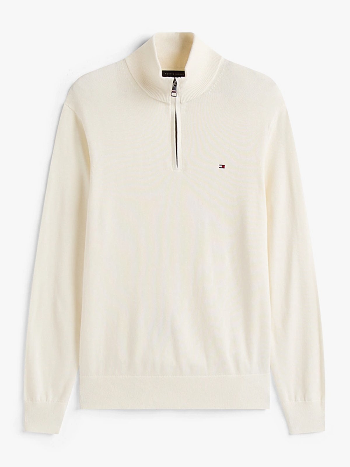 Tommy Hilfiger Pima Organic Cotton Cashmere Half-Zip Mock Ivory Petal