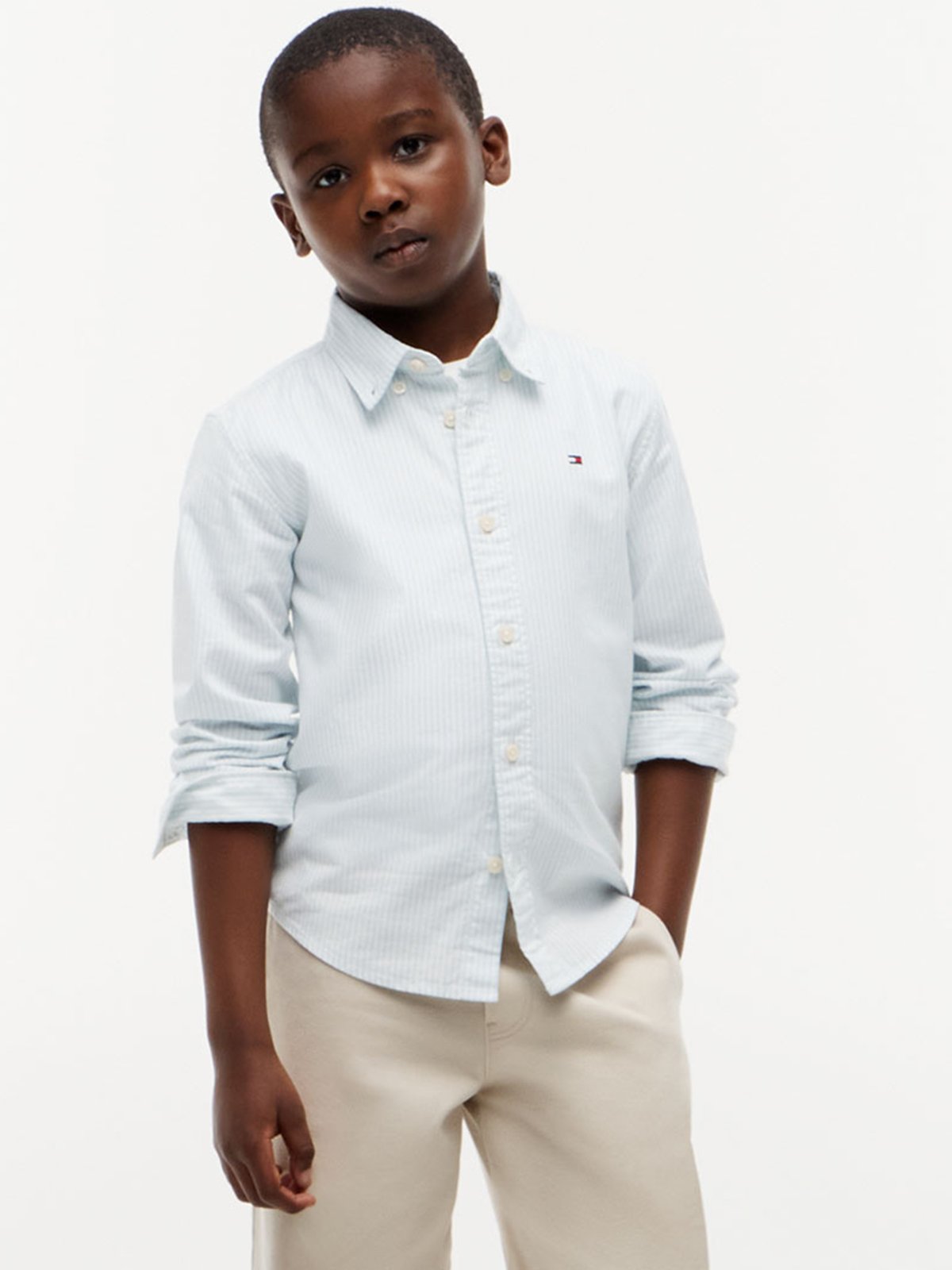 Tommy Hilfiger Flag Oxford Shirt Long Sleeve Sky Blue