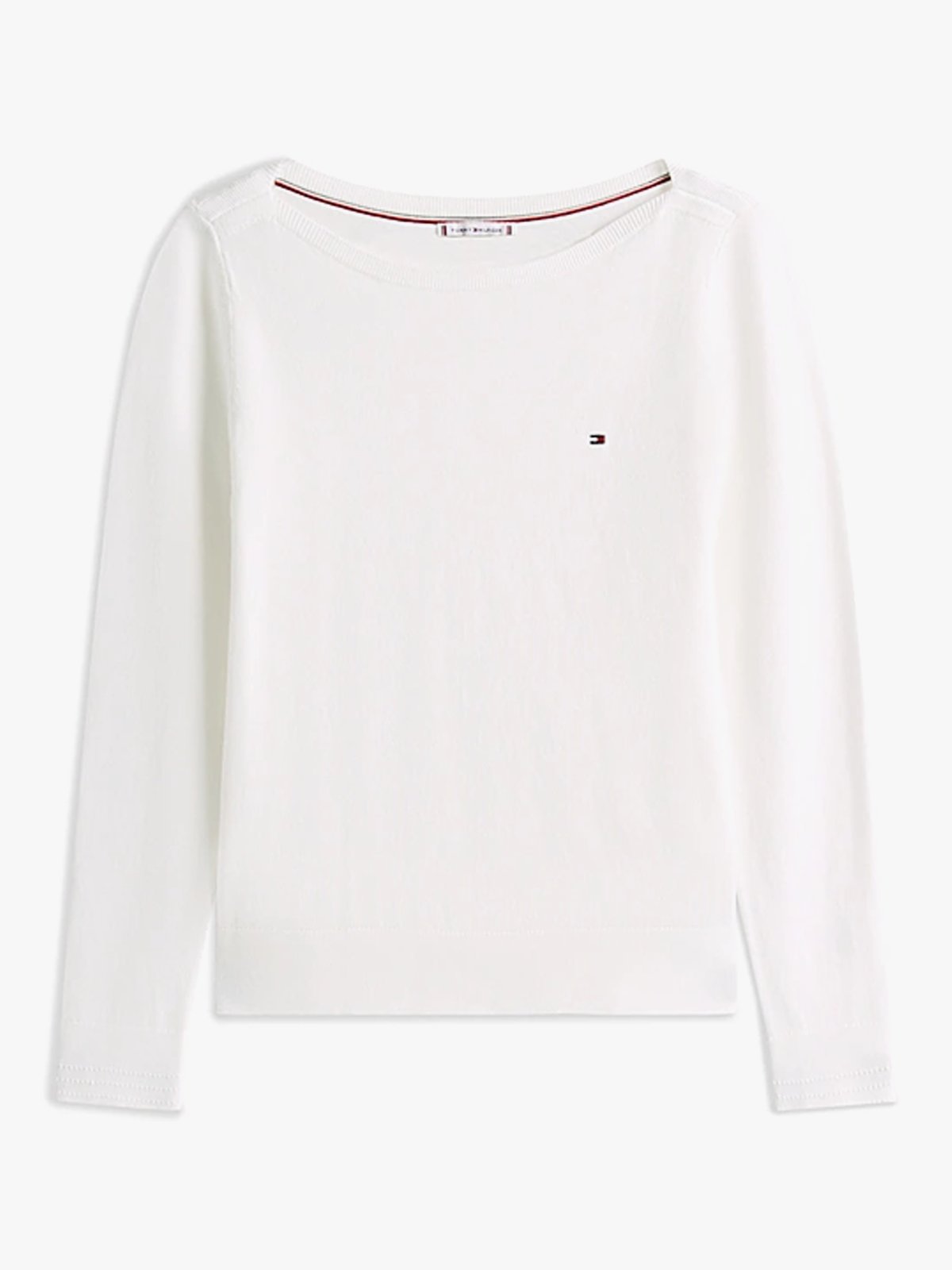 Tommy Hilfiger Co Jersey Stitch Boat Neck Sweater Hvit