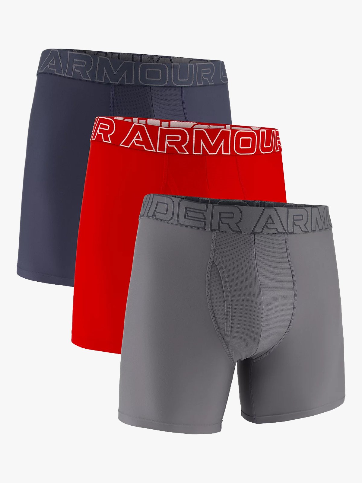 Under Armour Perfomance Tech 6 inch 3-pack Downpour Gray / Titan Gray