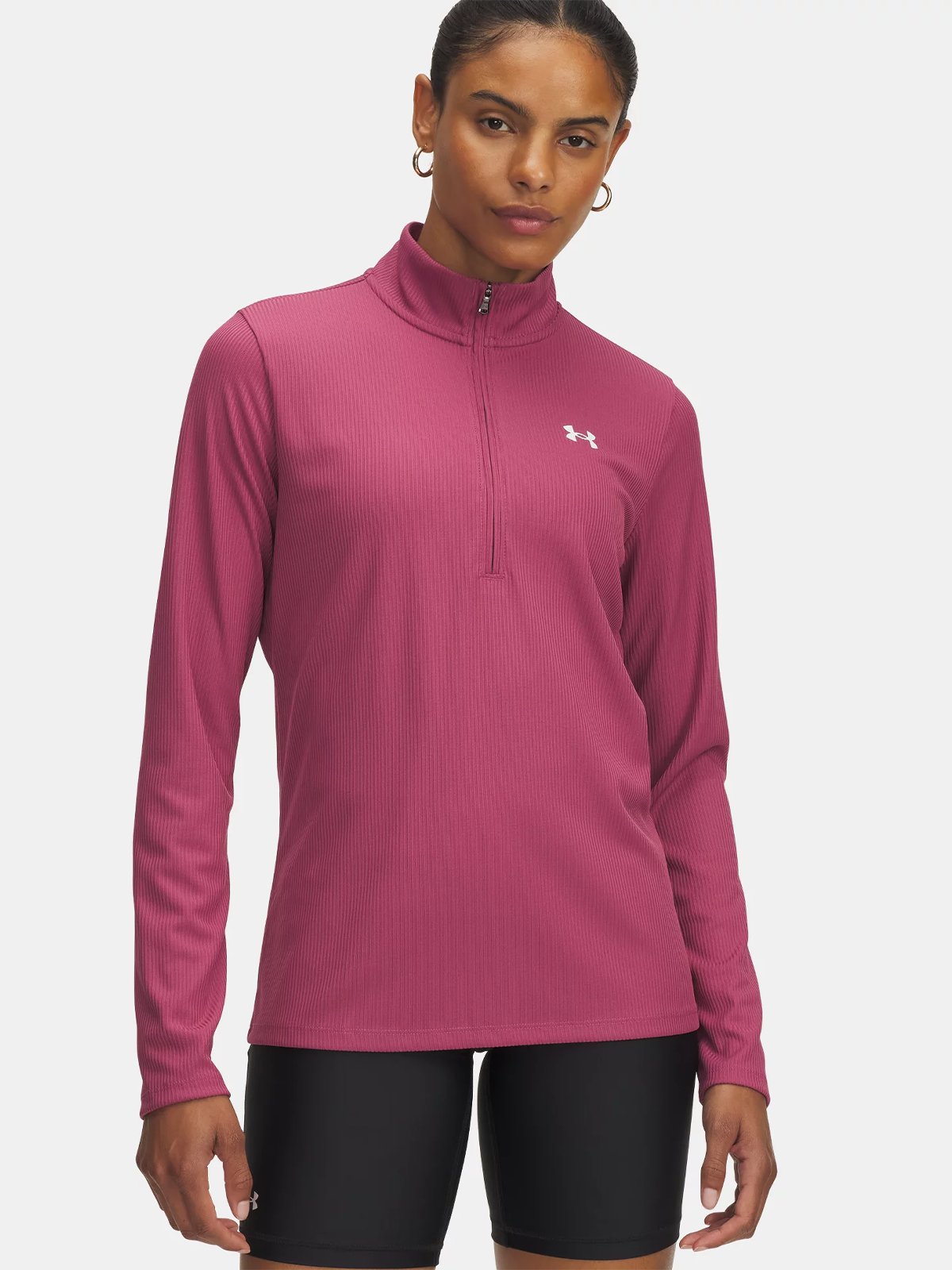 Under Armour Tech Rib 1/2 Zip Fuchsia Dusk / White