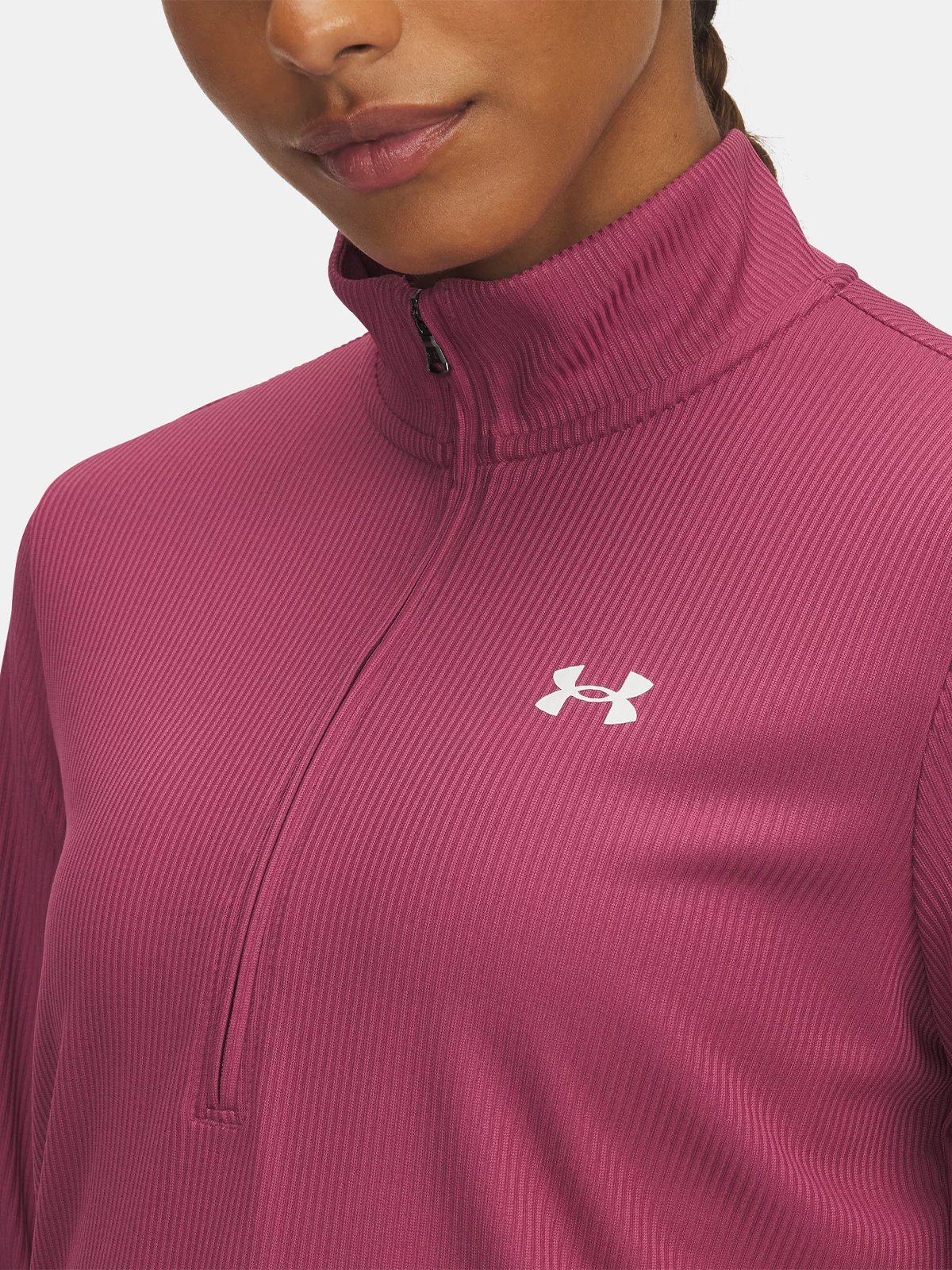 Under Armour Tech Rib 1/2 Zip Fuchsia Dusk / White