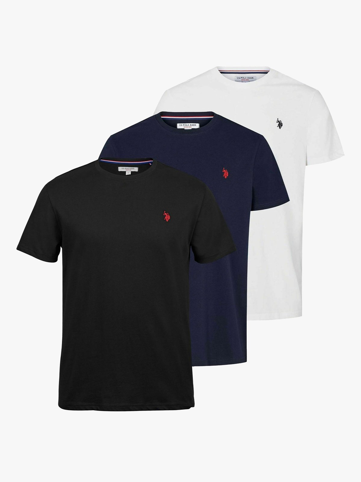 U.S. Polo Assn. Bertil Reg 3 Pack Tee White/Dark Sapphire/Tapshoe