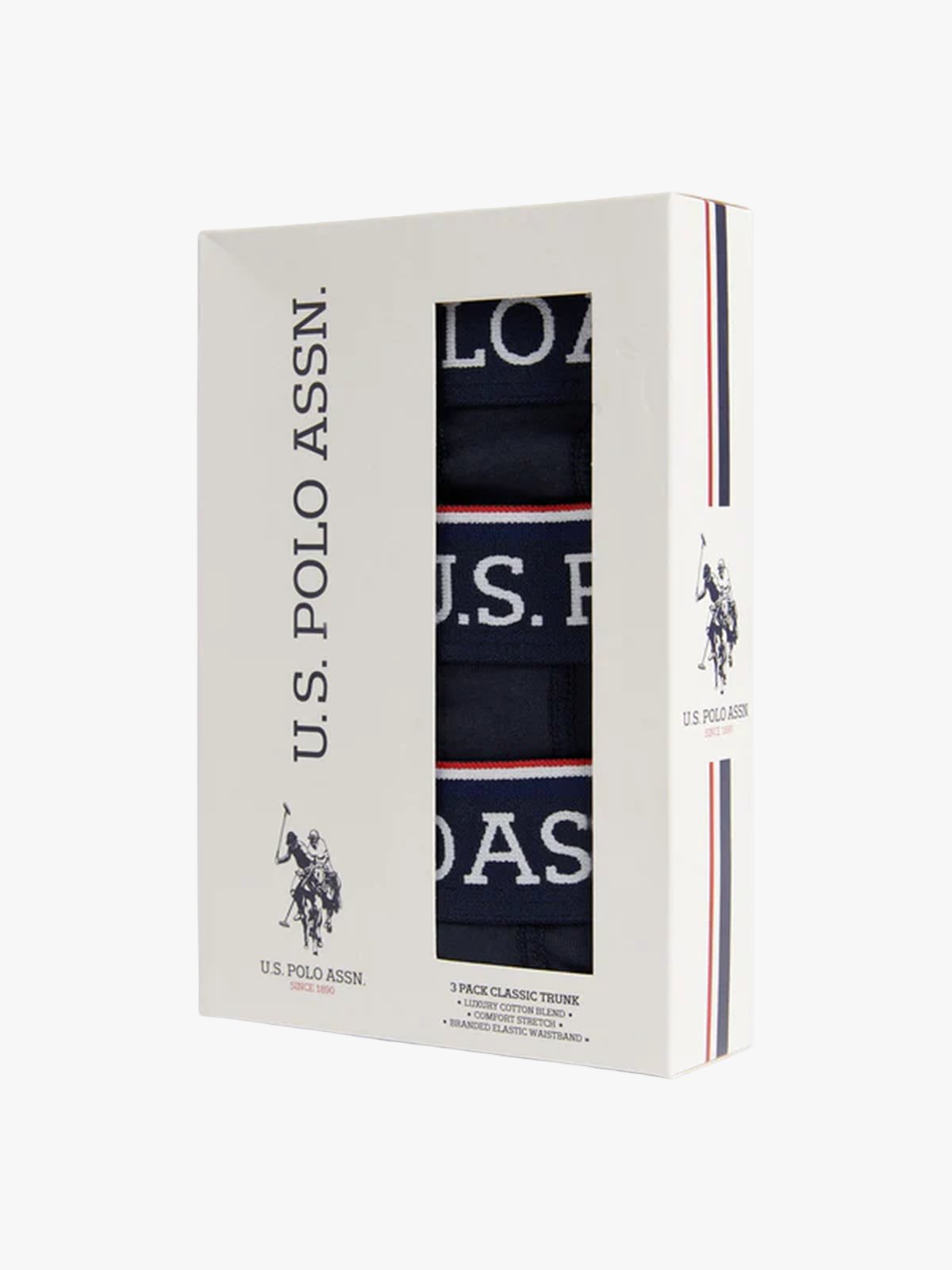 U.S. Polo Assn. Junior Uspa Trunk 3 Pack Dark Sapphire Navy / White