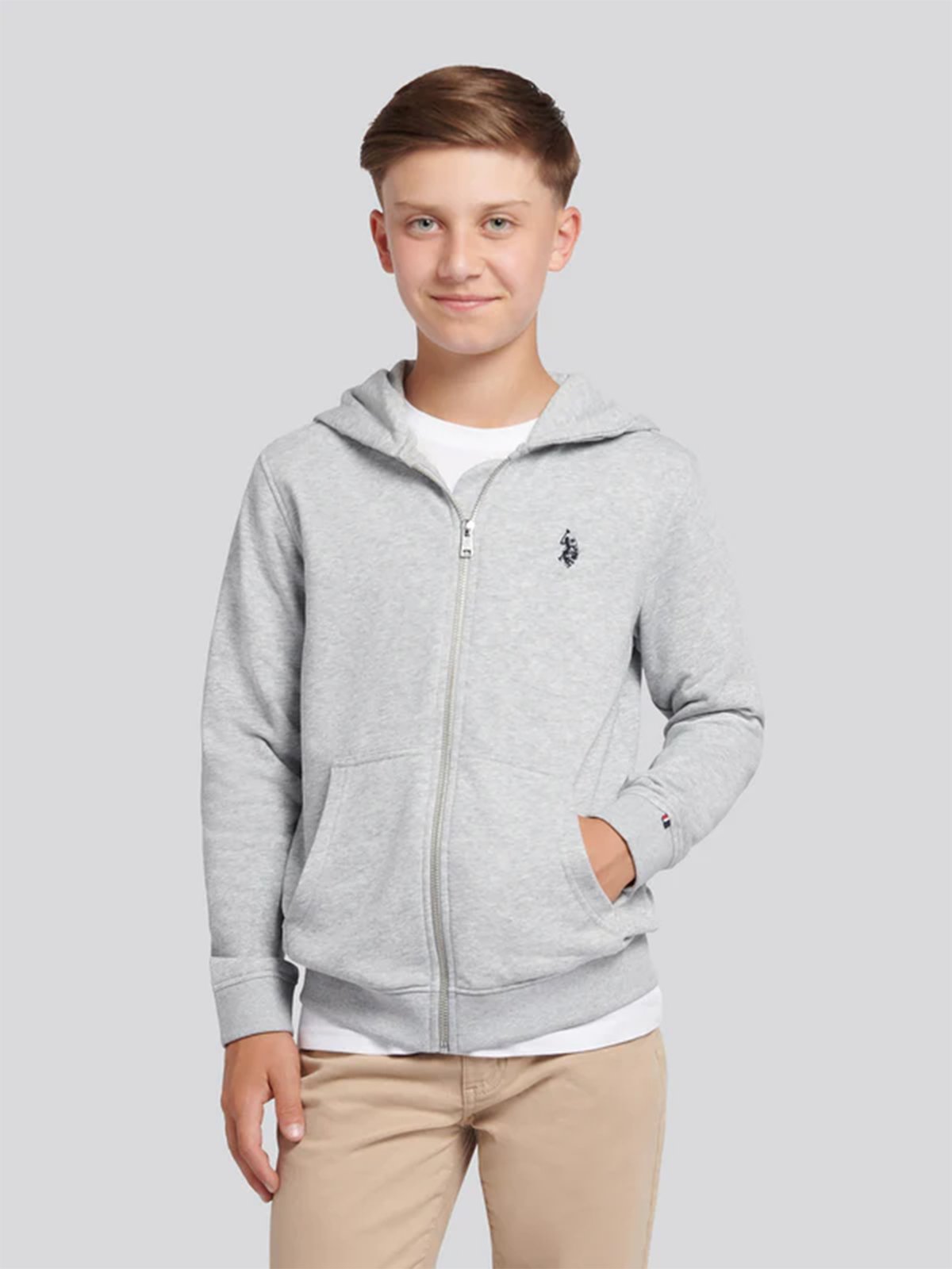 U.S. Polo Assn. Jr Dhm Lb Zip Hoodie Mid Grey Marl