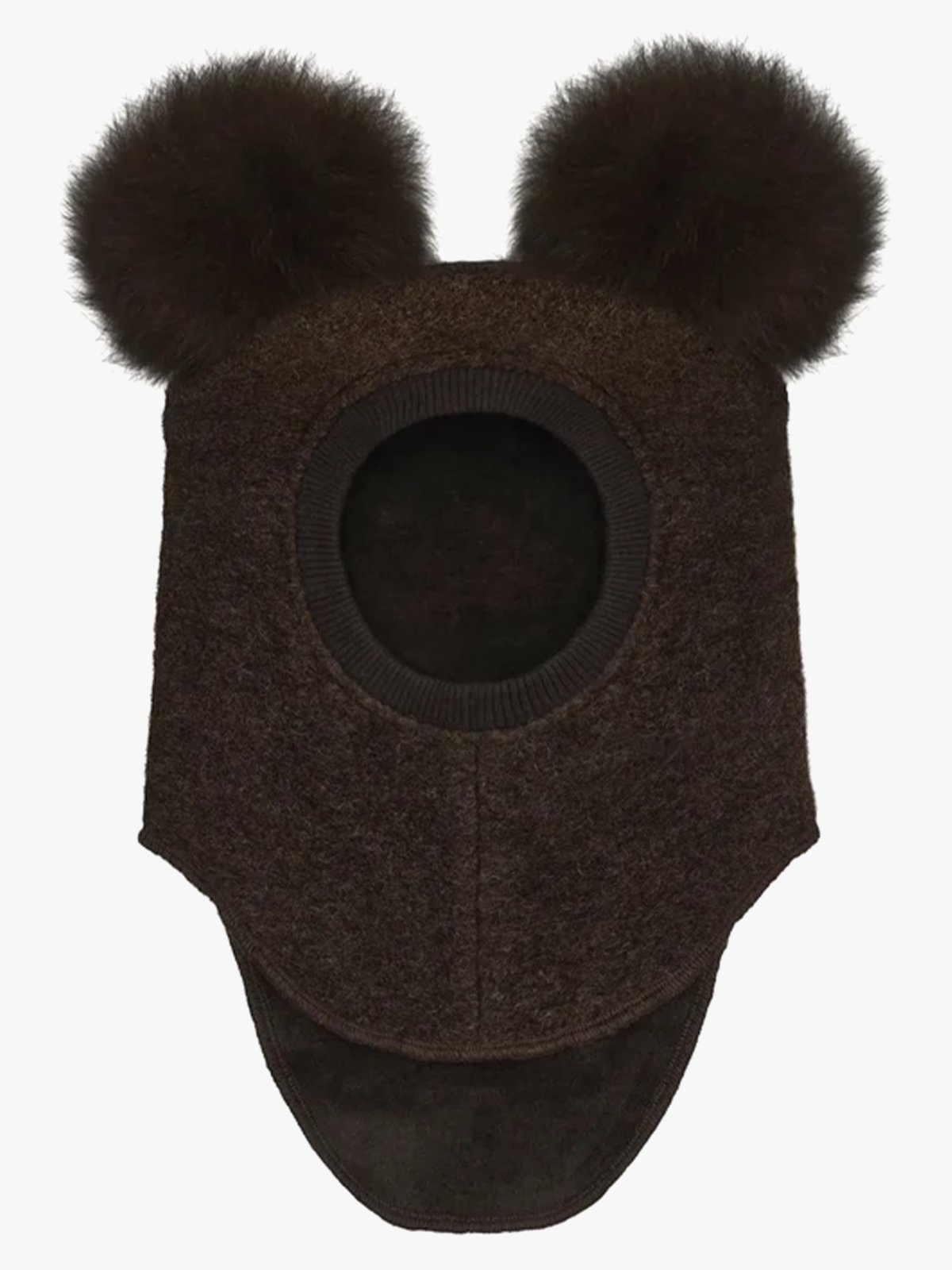 Huttelihut Balaclava Wool Alpaca Pompoms Dark Brown Melange
