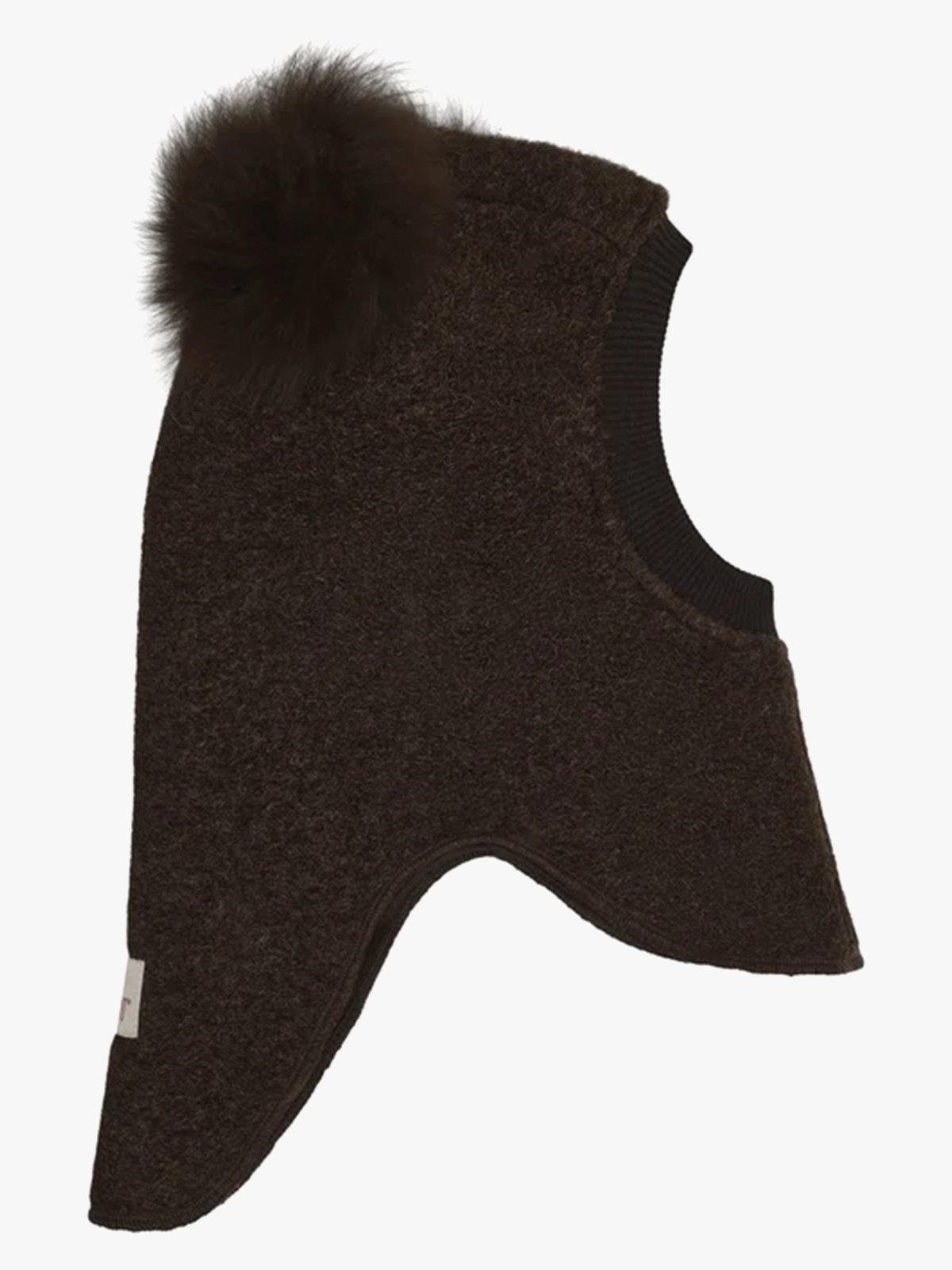 Huttelihut Balaclava Wool Alpaca Pompoms Dark Brown Melange