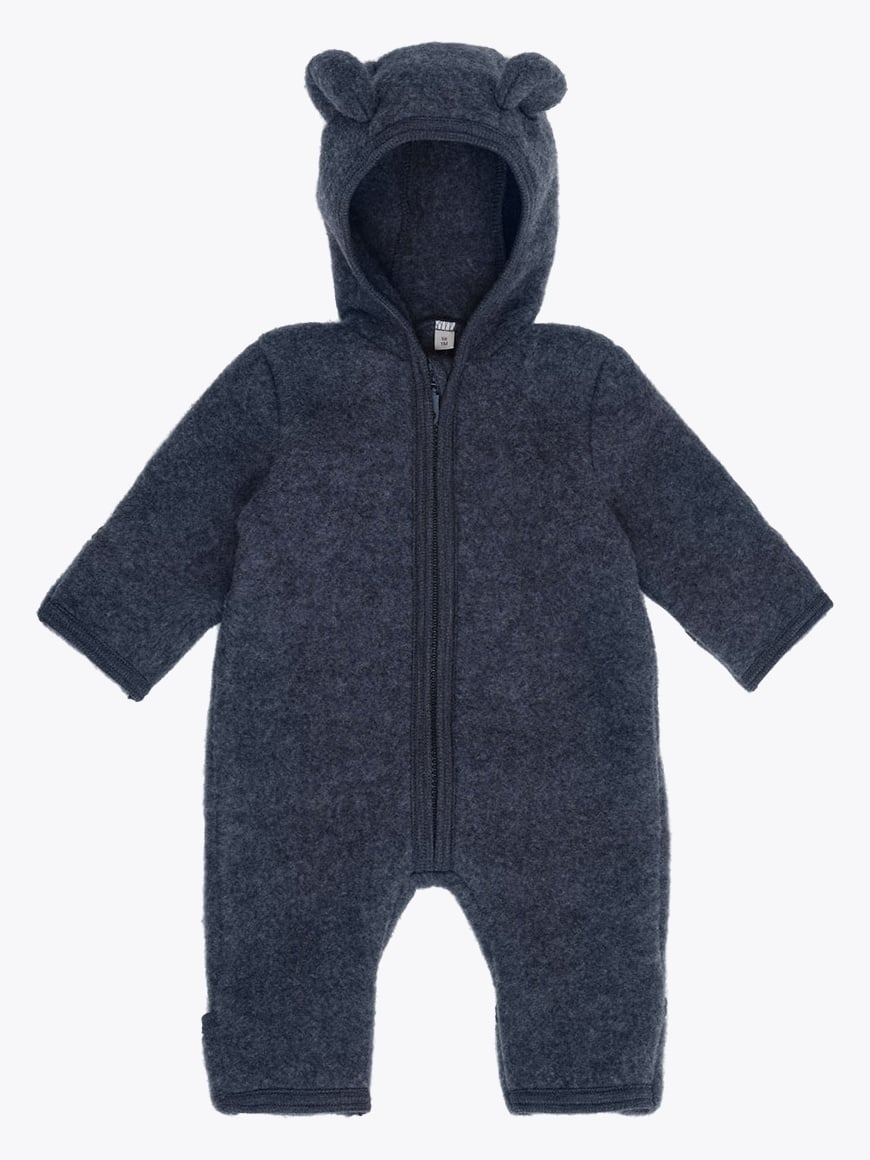 Huttelihut Pram Suit Ears Wool Fleece Blå