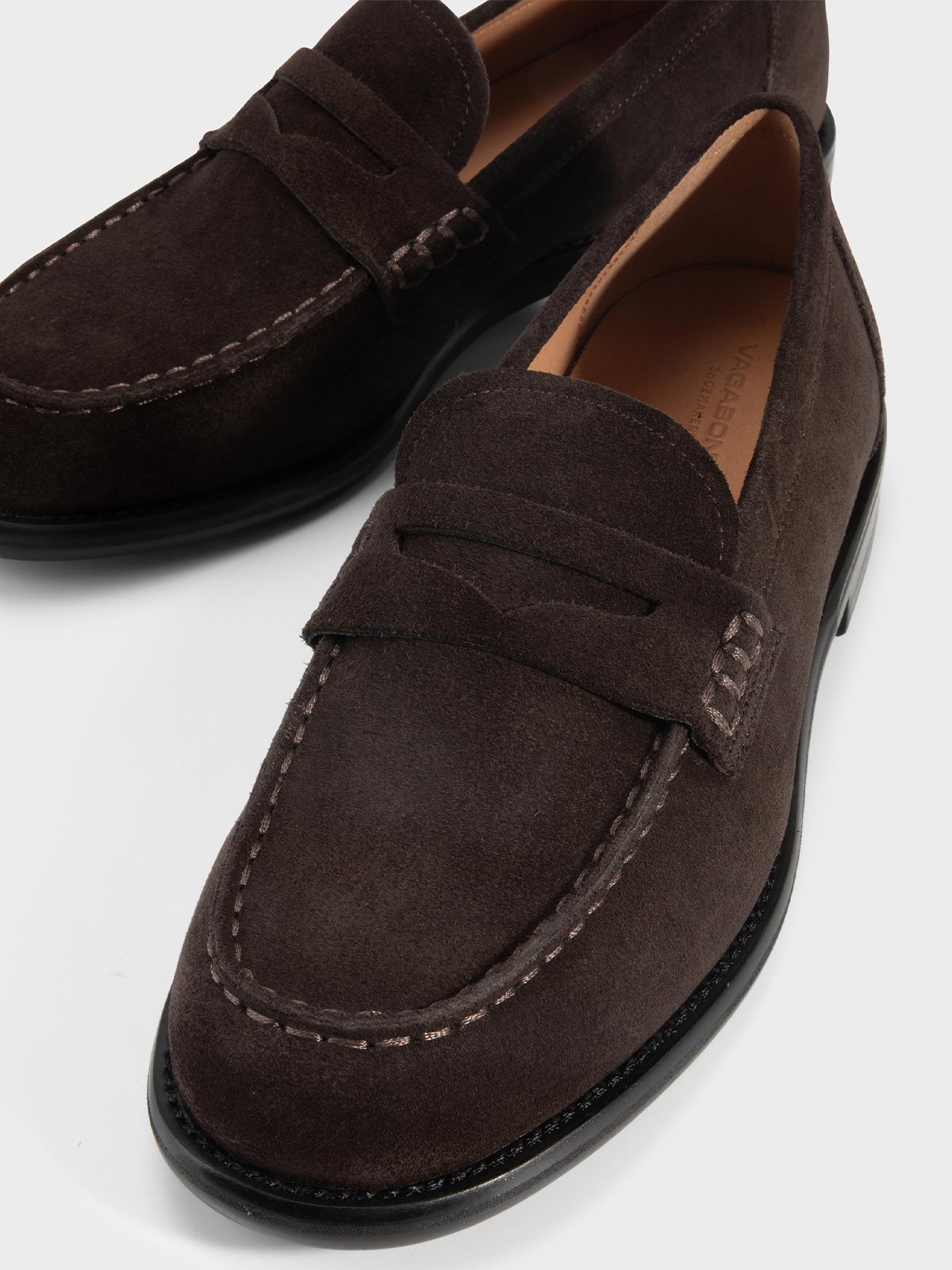 Vagabond Linn Suede Loafers Mørkebrun semsket skinn