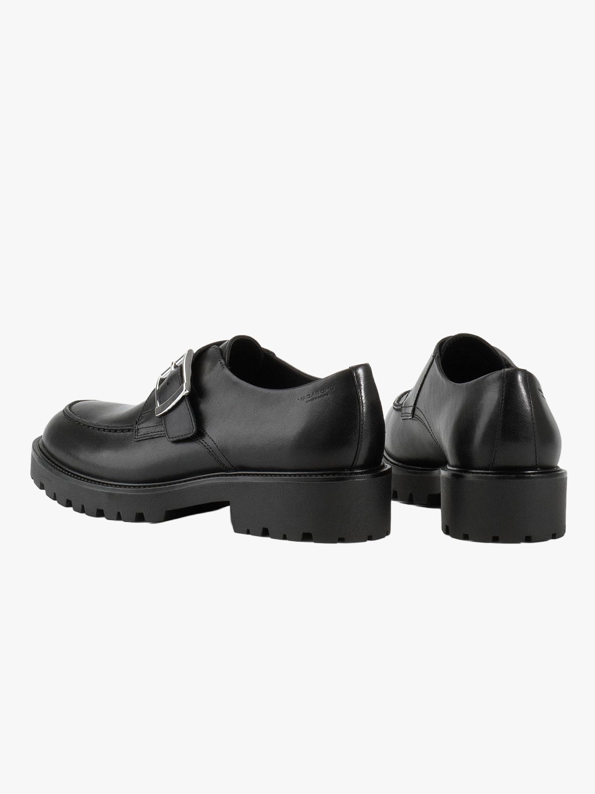 Vagabond Kenova Leather Buckle Loafers Svart