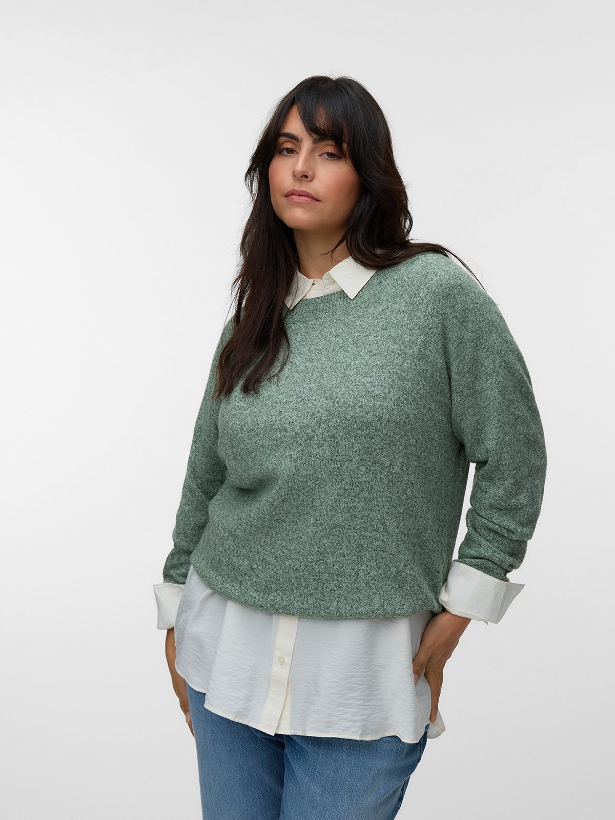 Vero Moda Curve Doffy Long Sleeve O-Neck Blouse Laurel Wreath