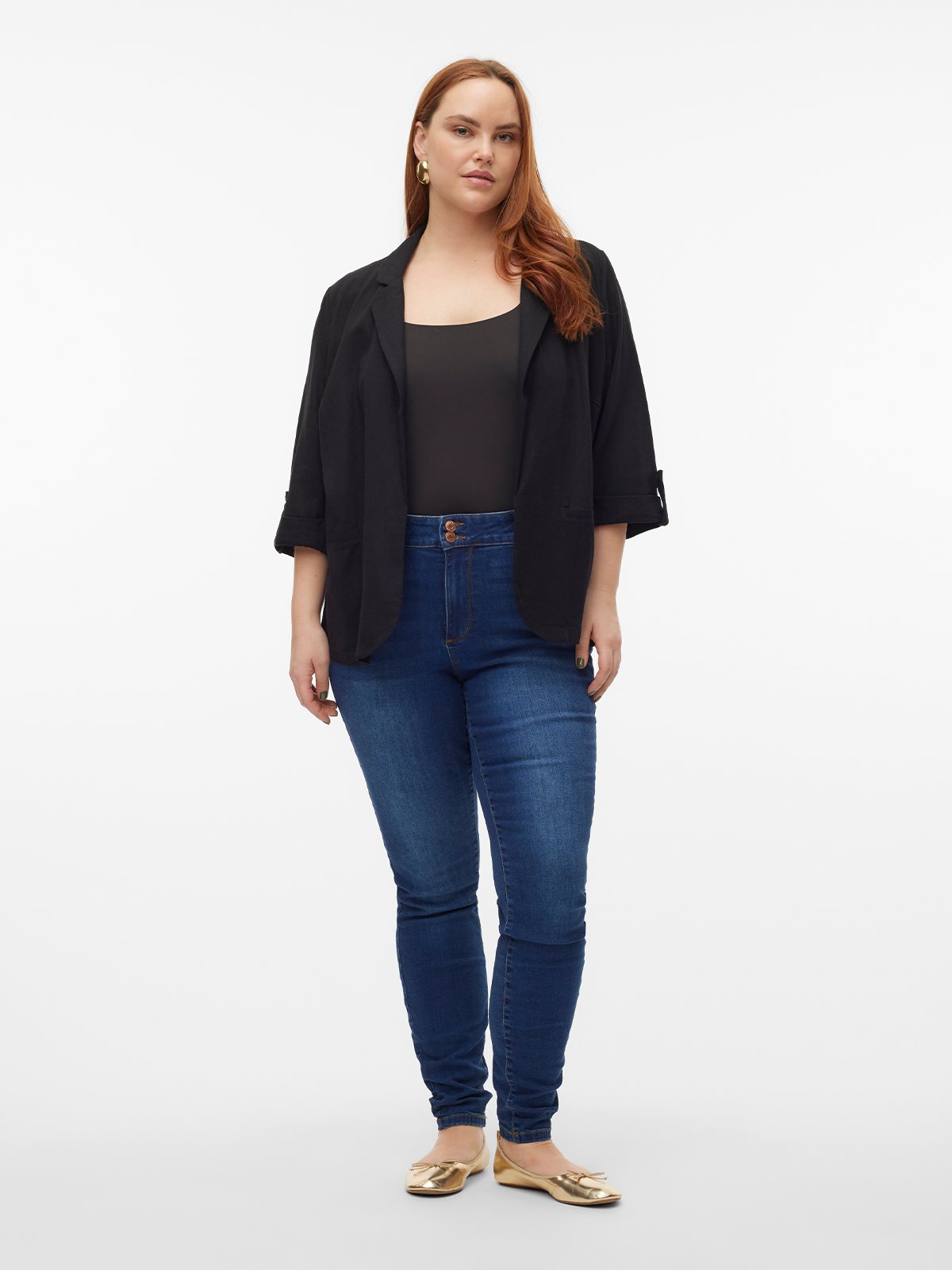 Vero Moda Curve Jesmilo 3/4 Blazer Black