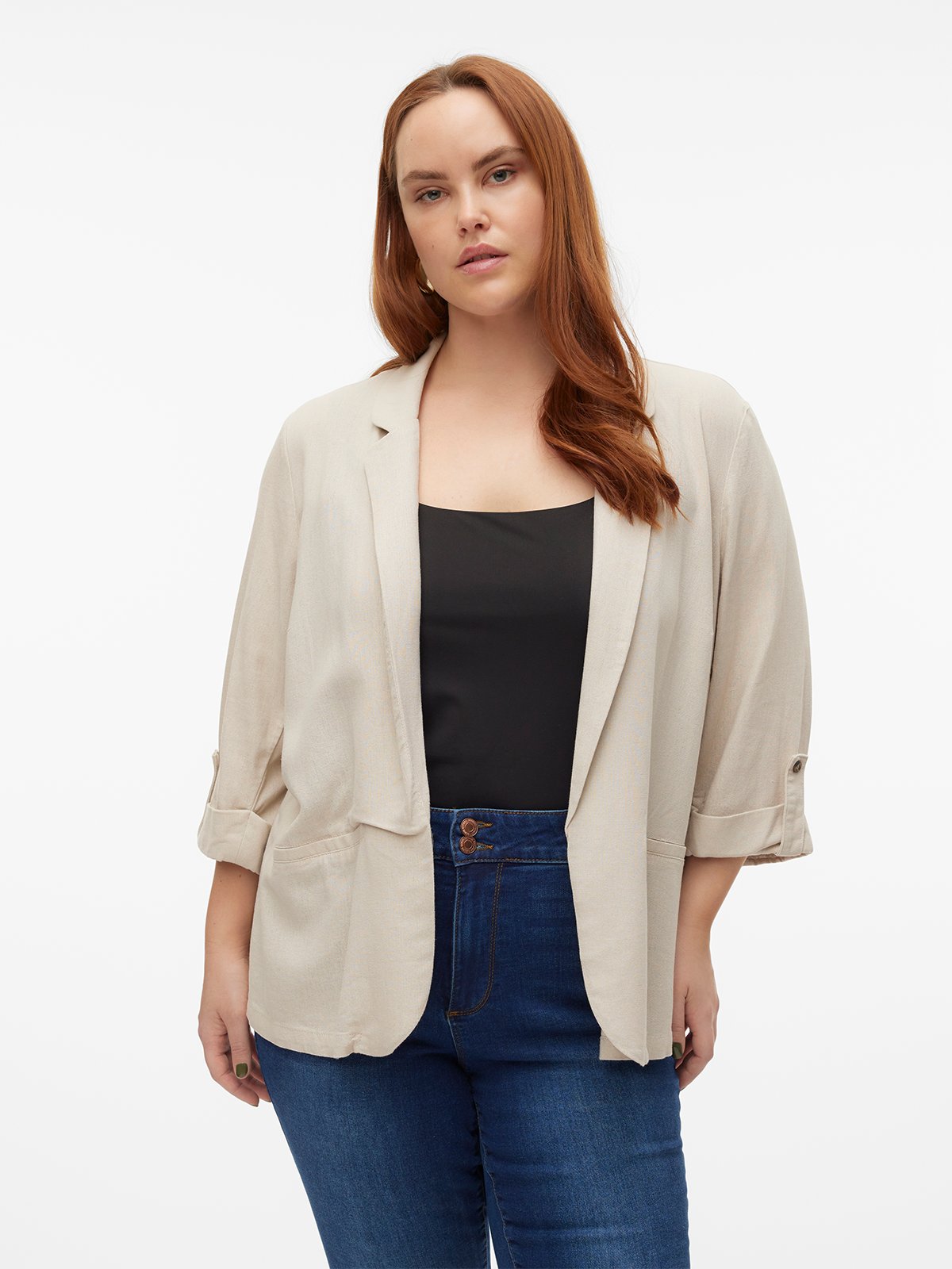 Vero Moda Curve Jesmilo 3/4 Blazer Silver Lining