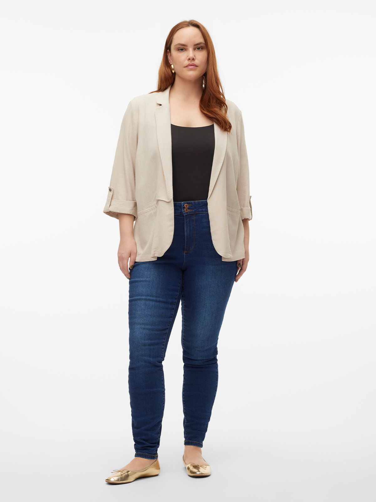 Vero Moda Curve Jesmilo 3/4 Blazer Silver Lining