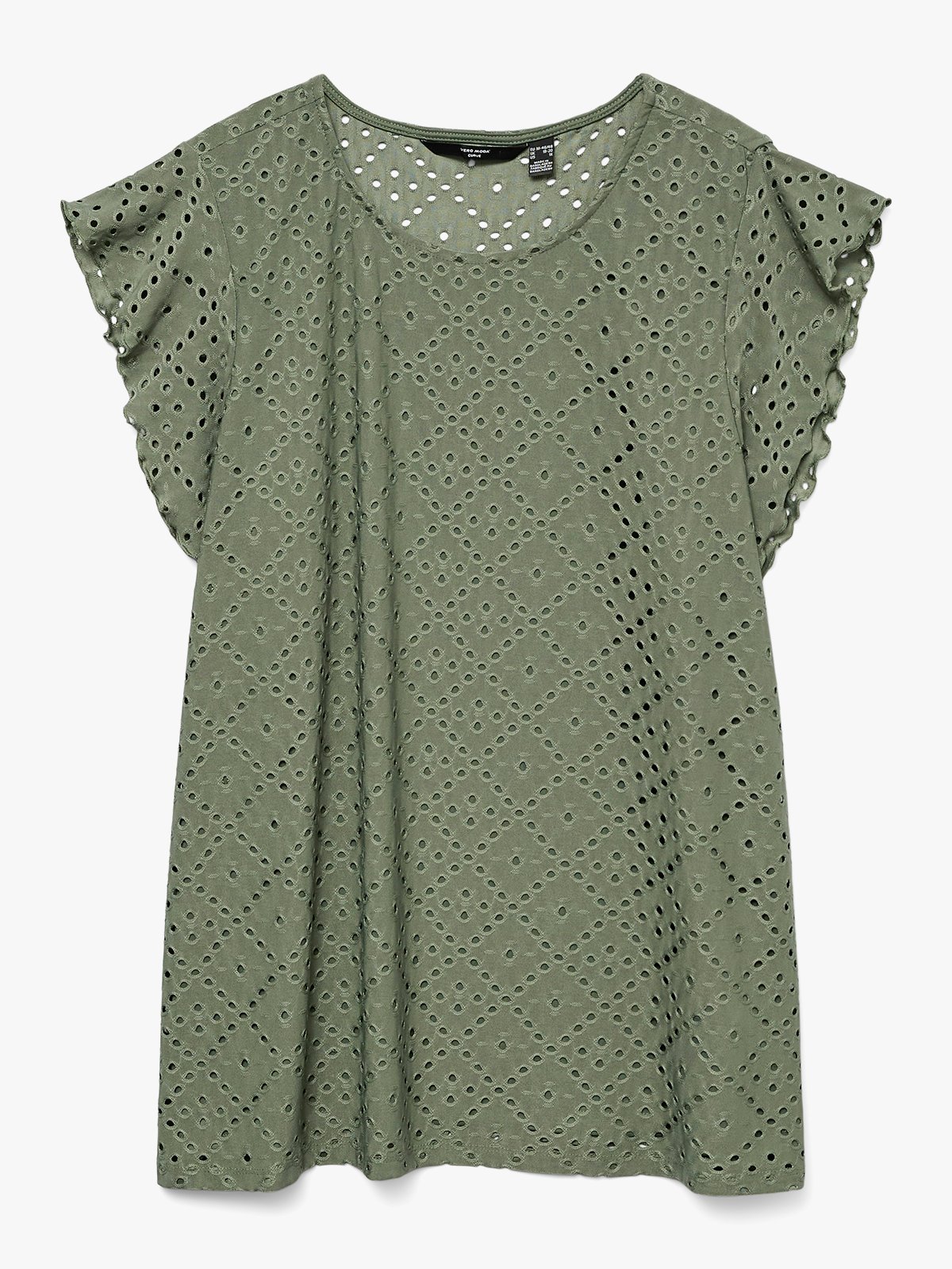 Vero Moda Curve Tassa Short Sleeve Frill Top Laurel Wreath