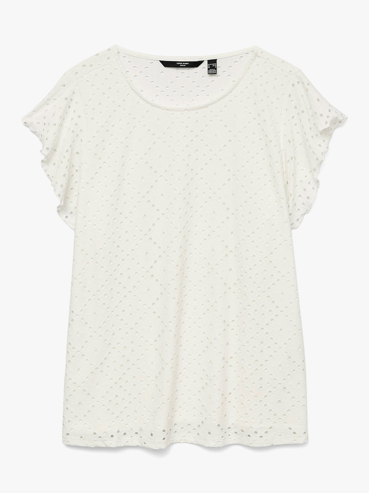 Vero Moda Curve Tassa Short Sleeve Frill Top Snow White