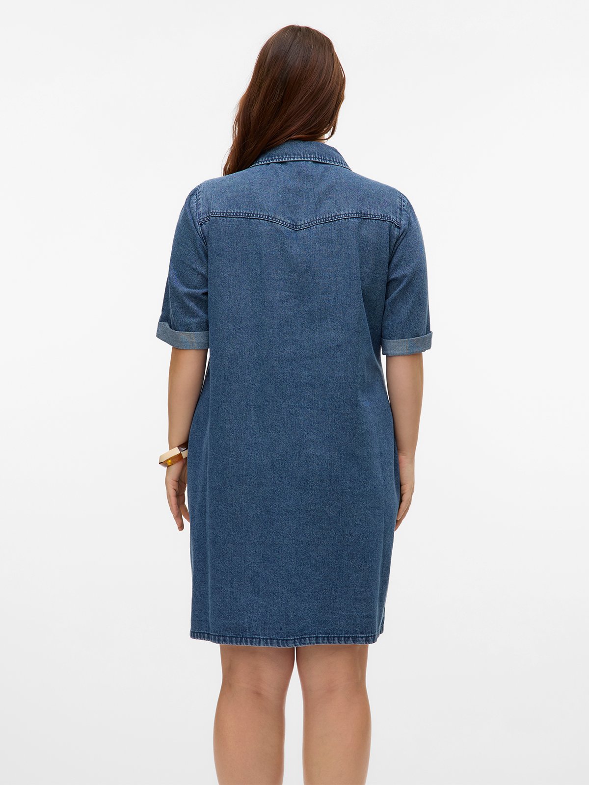 Vero Moda Curve Jennie Short Sleeve Short Denim Dress Medium Blue Denim
