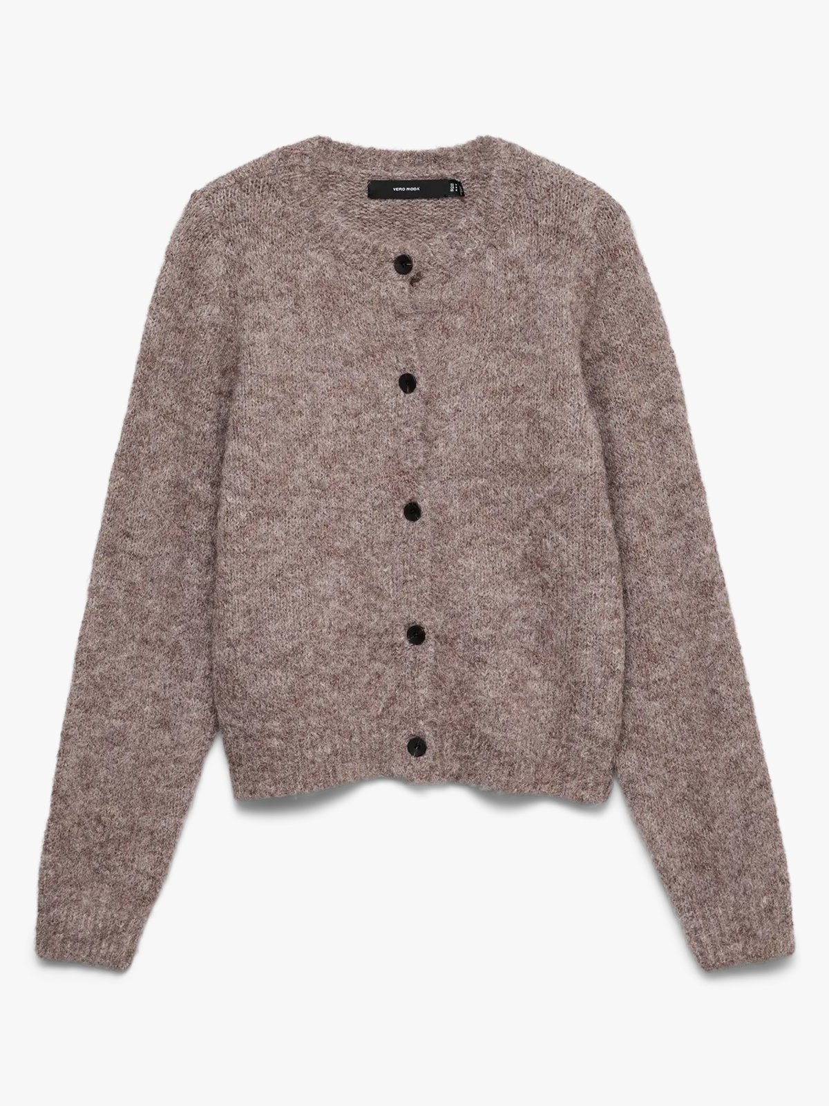 Vero Moda Curve Novah Long Sleeve O-Neck Button Cardigan Brown Lentil Melange