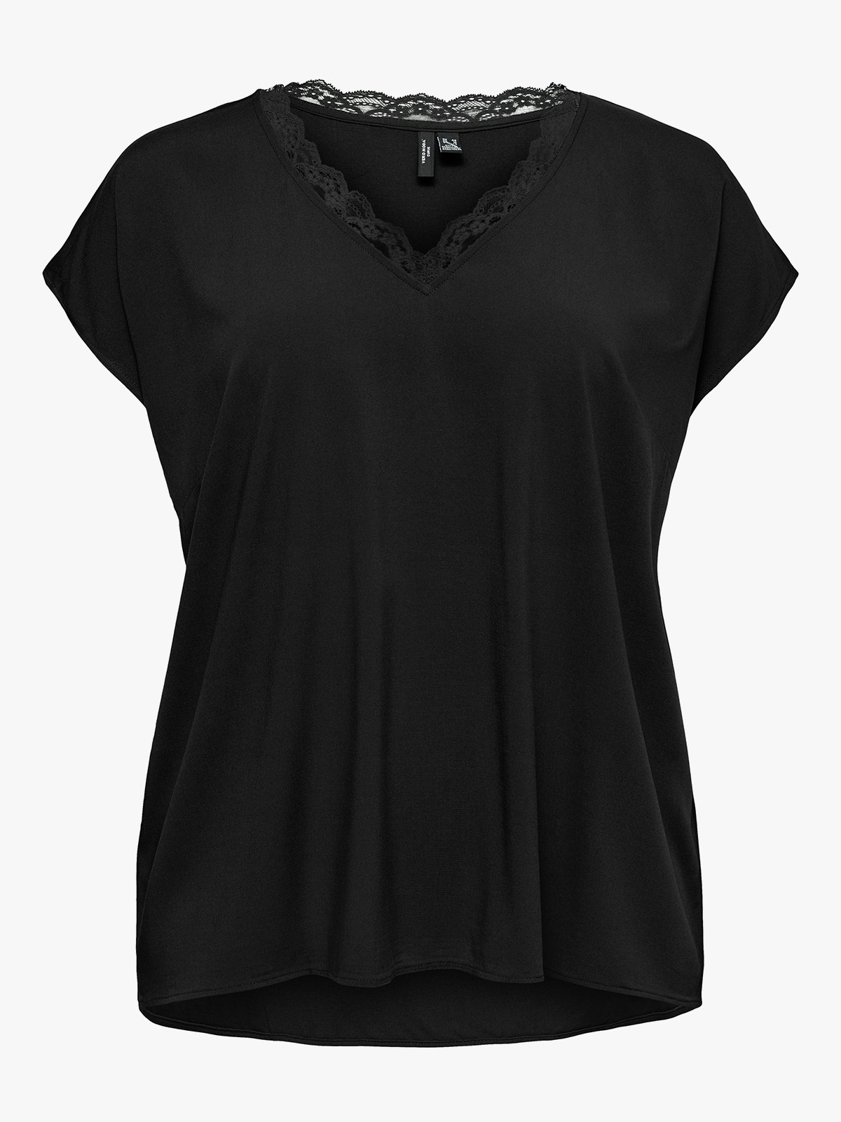 Vero Moda Curve Bella Short Sleeve Lace Top Black
