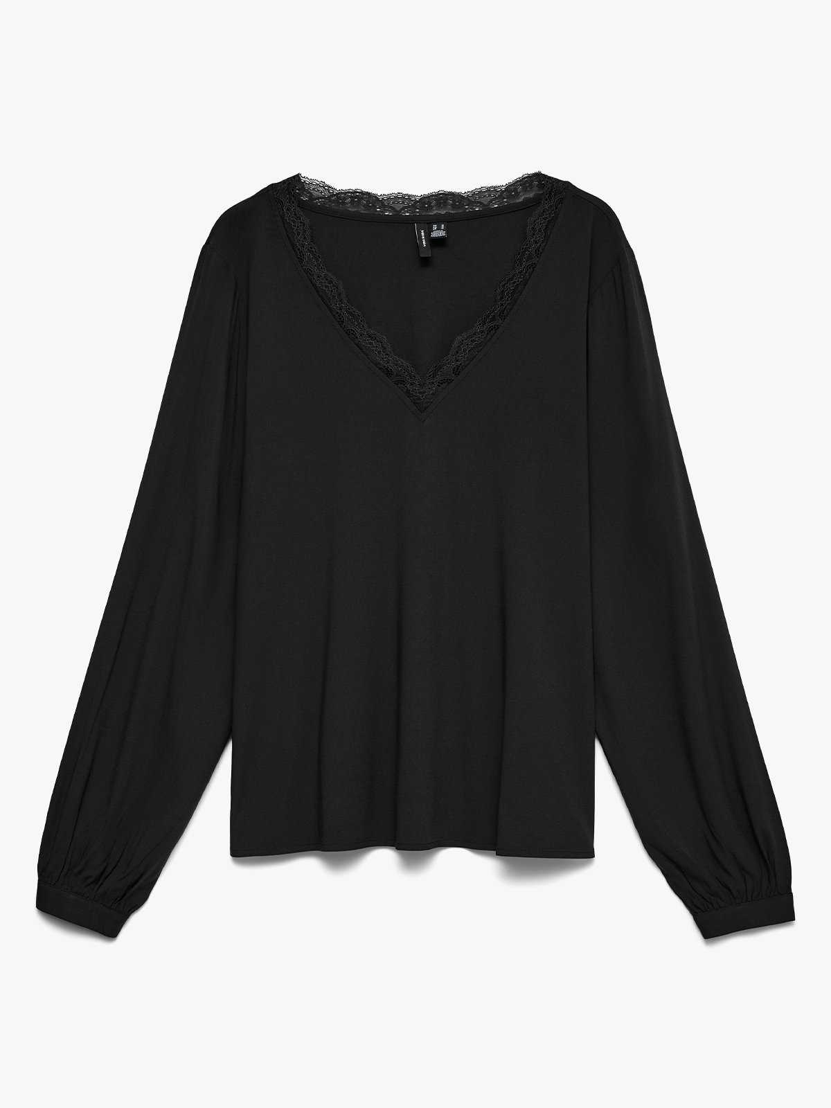 Vero Moda Curve Bella Long Sleeve Lace Top Black