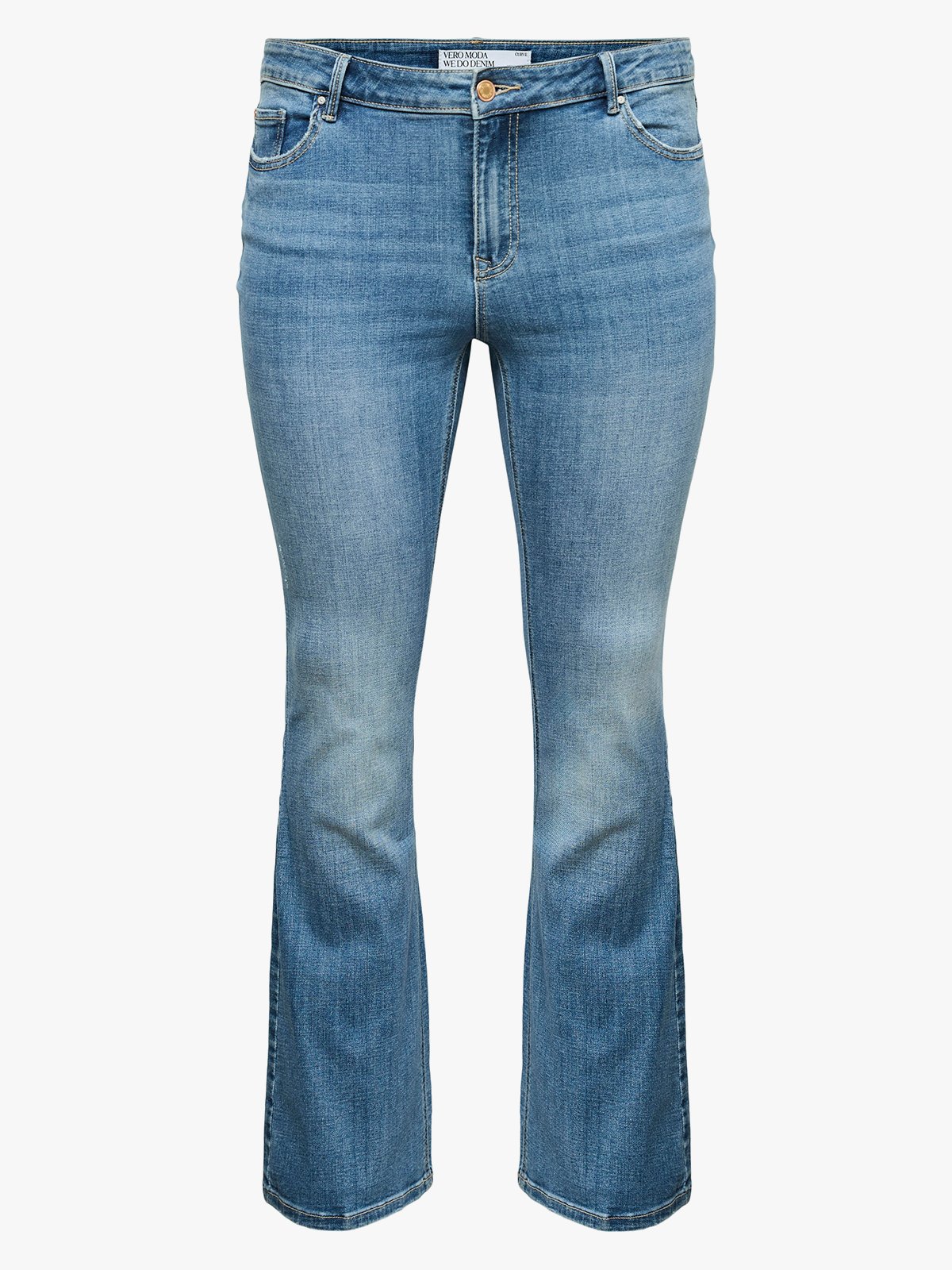 Vero Moda Curve Flash Mid Rise Flared Jeans Medium Blue Denim