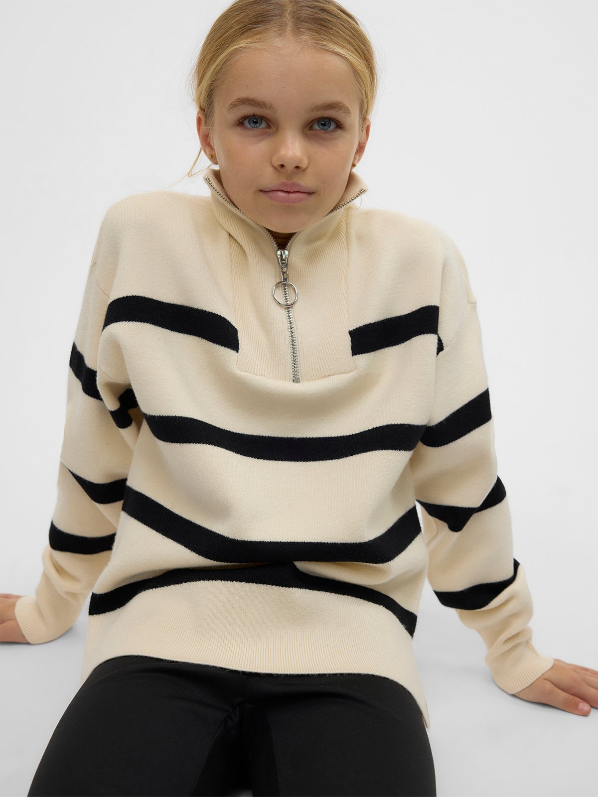 Vero Moda Girl Saba Long Sleeve Highneck Blouse Birch Black