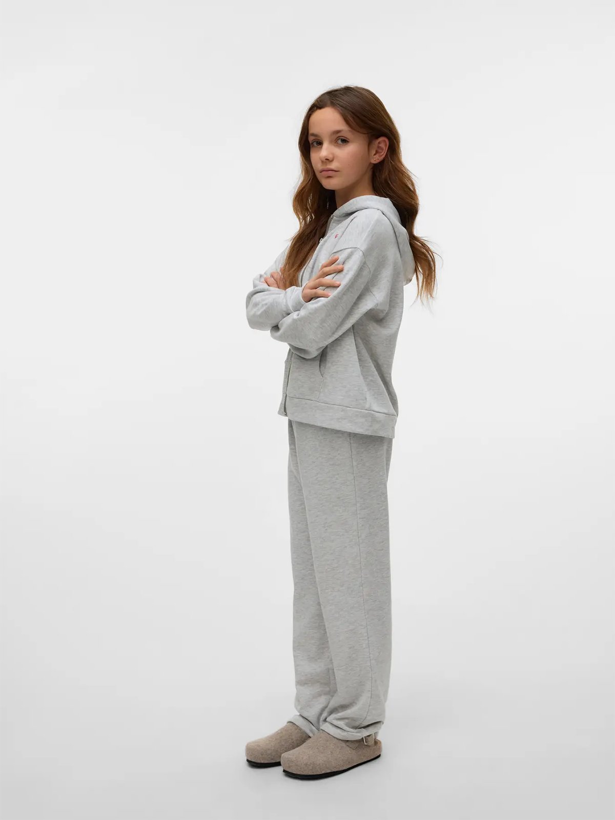 Vero Moda Girl Trina High Waist Straight Sweatpant Light Grey Melange