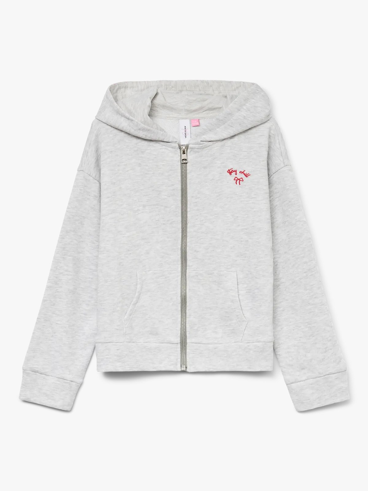 Vero Moda Girl Trina Zip Long Sleeve Hoodie Junior Light Grey Melange