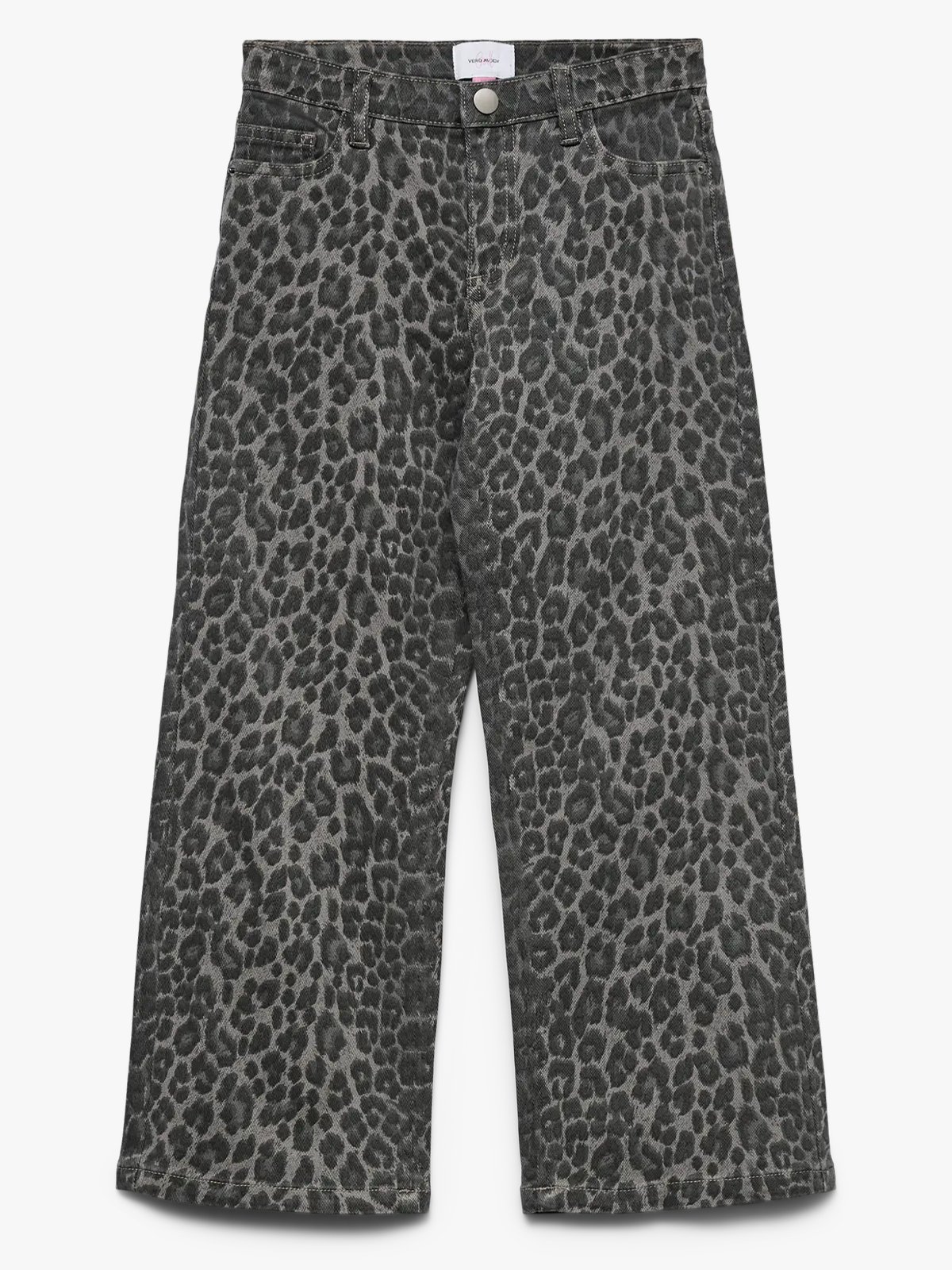 Vero Moda Girl Lenora Tessa High Rise Wide Leo Jeans Brushed Nickel LEOPARD