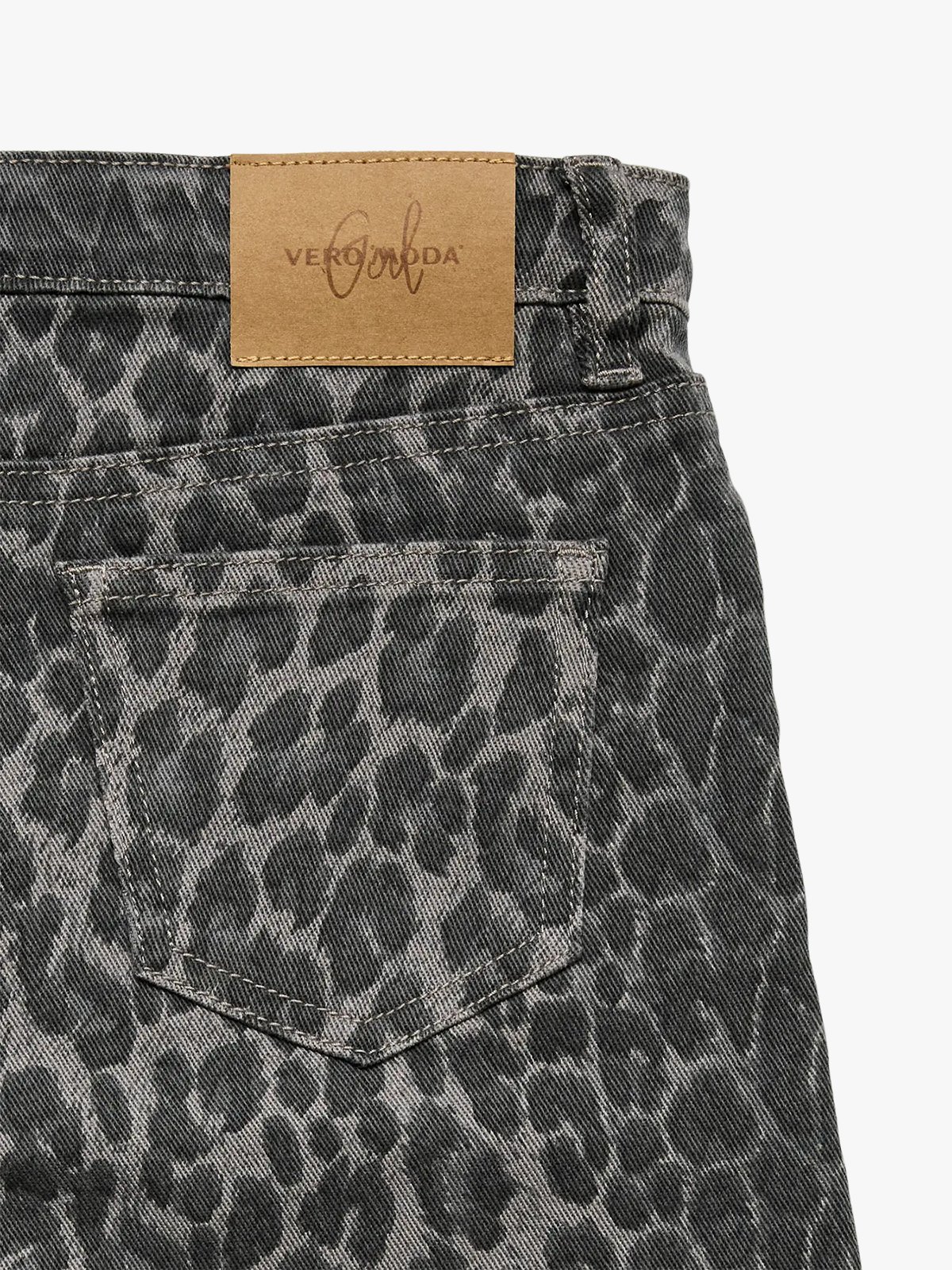 Vero Moda Girl Lenora Tessa High Rise Wide Leo Jeans Brushed Nickel LEOPARD