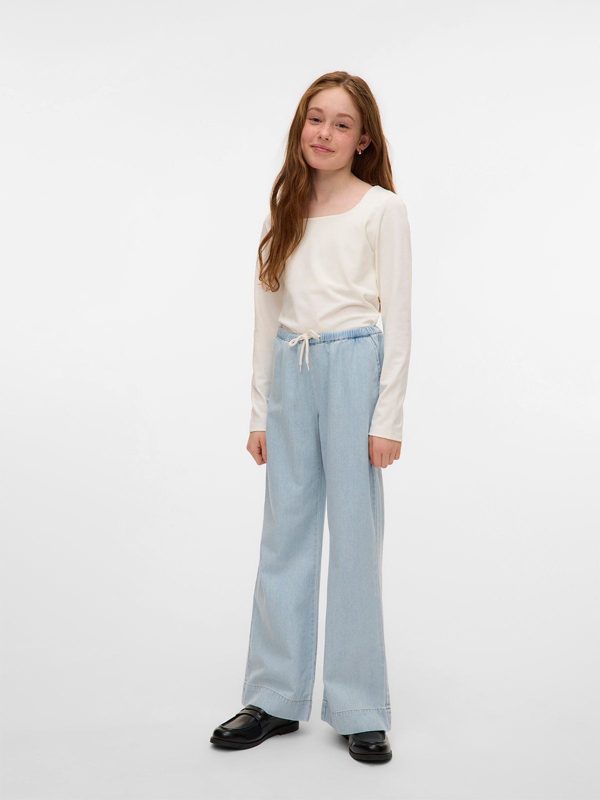 Vero Moda Girl Million Long Sleeve Square Top 2-Way Snow White