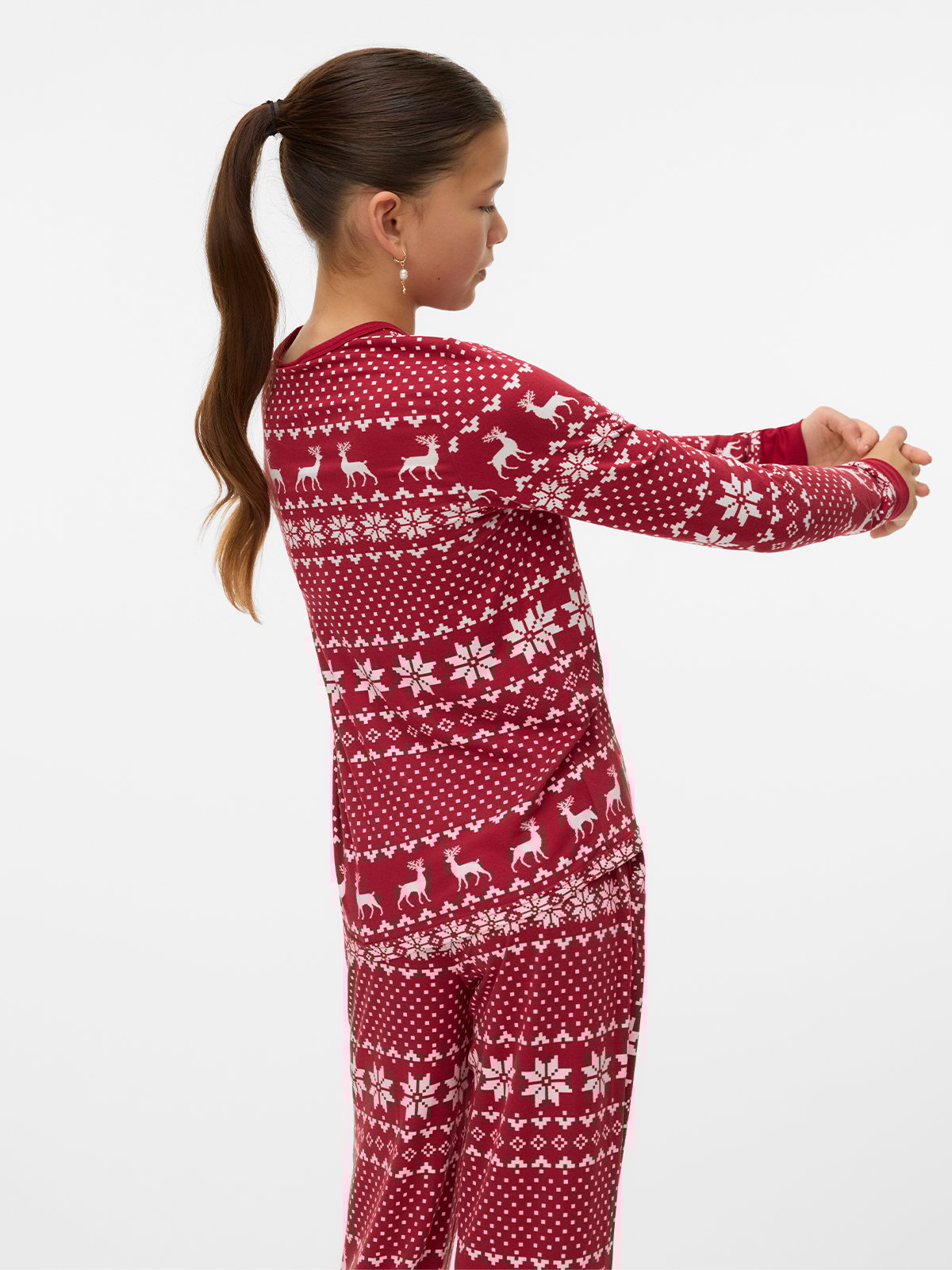 Vero Moda Girl Chris Long Sleeve Button Top Jrs Xmas Girl Karanda Red