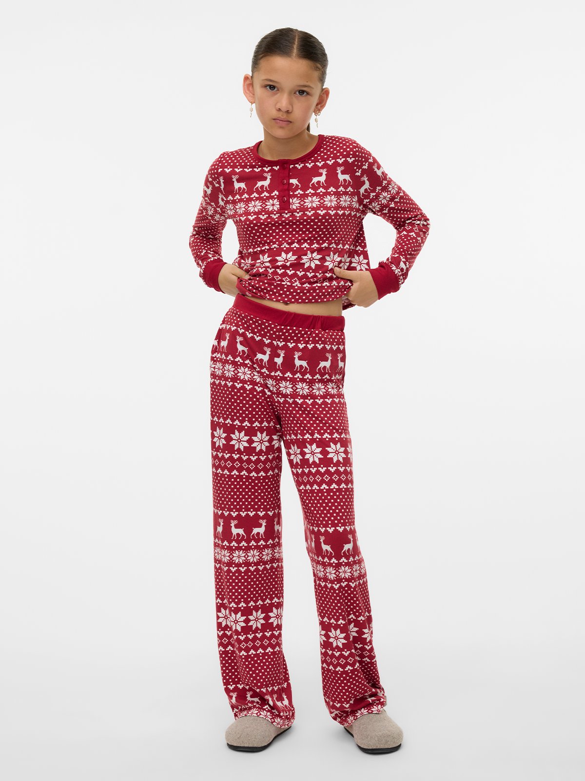 Vero Moda Girl Chris High Waist Straight Pants Jrs Xmas Girl Karanda Red