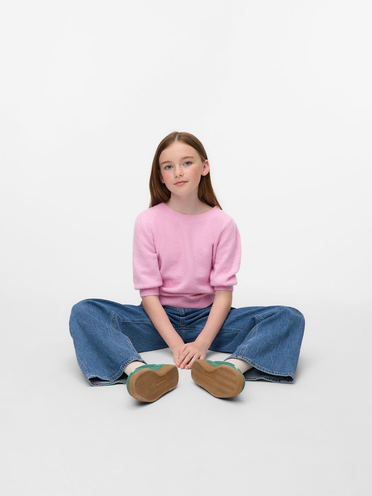 Vero Moda Girl Doffy 2/4 O-Neck Pullover Bonbon / White Melange