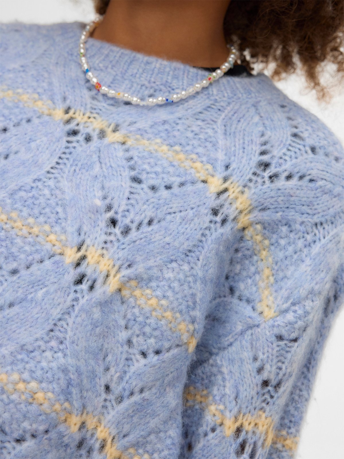 Vero Moda Girl New Hatty Long Sleeve O-Neck Stitch Pullover Brunnera Blue W. SPACE DYE